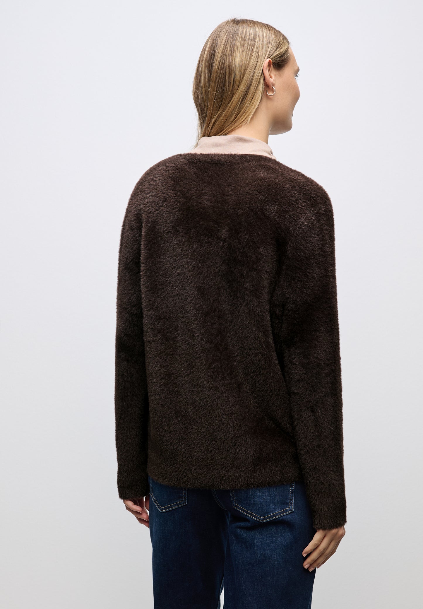 Street One Kuscheliger V-Neck Cardigan - Farbe: deep roast brown