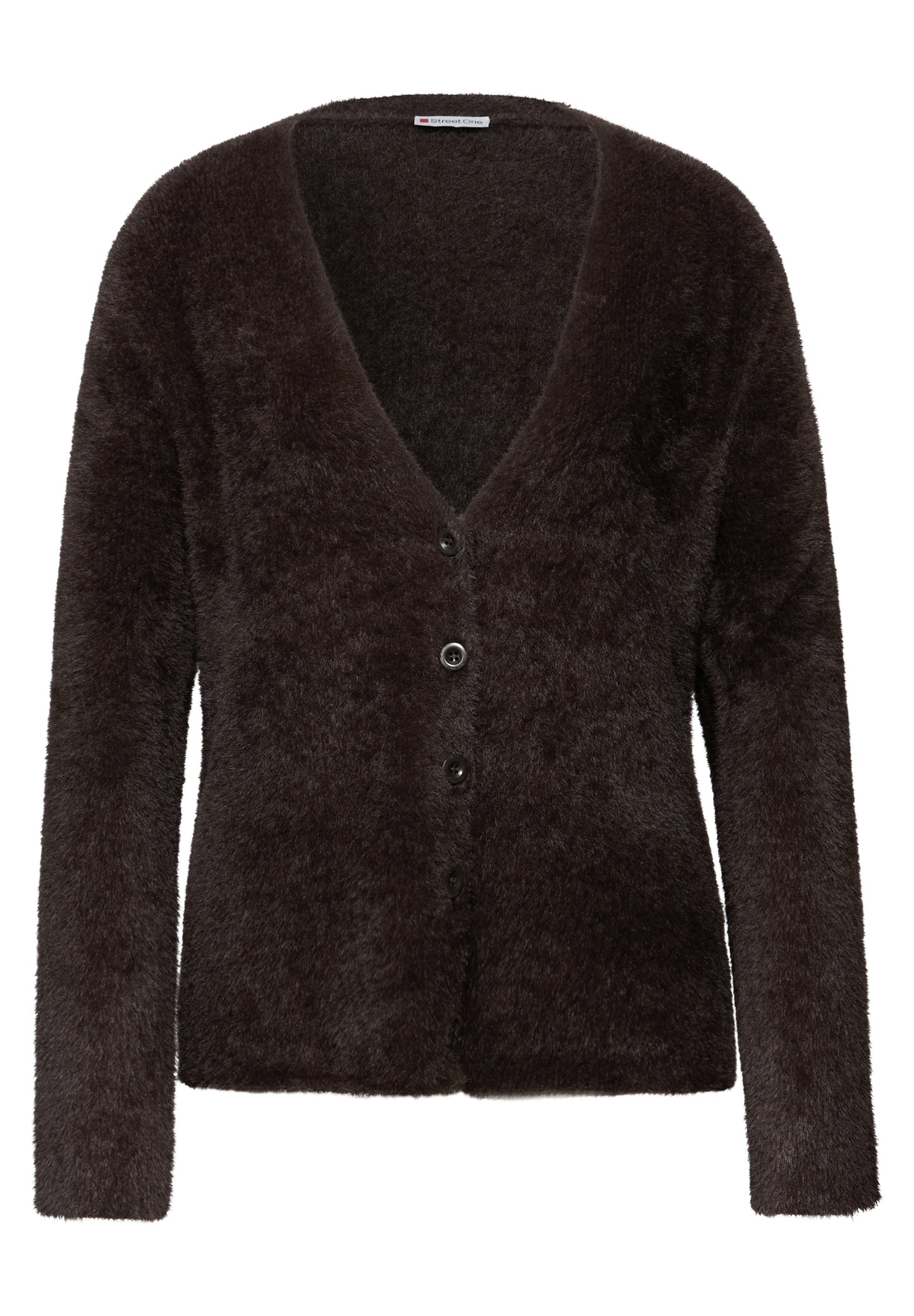 Street One Kuscheliger V-Neck Cardigan - Farbe: deep roast brown