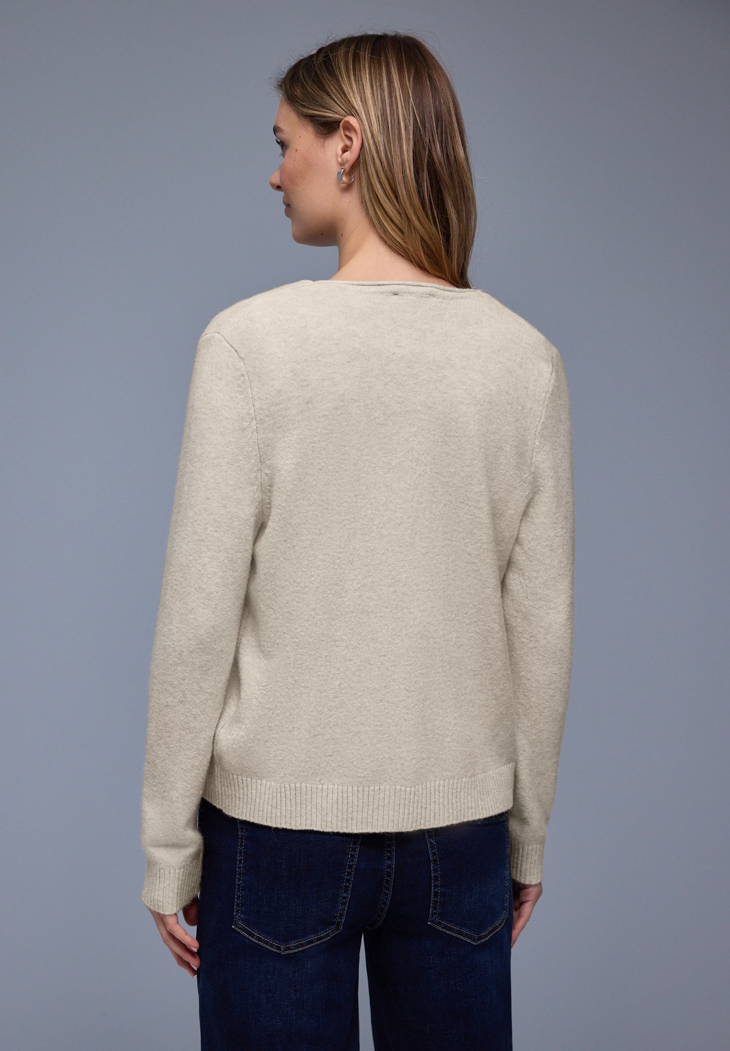 Street One - Kuscheliger V-Neck Cardigan - Farbe: cotton beige mel.