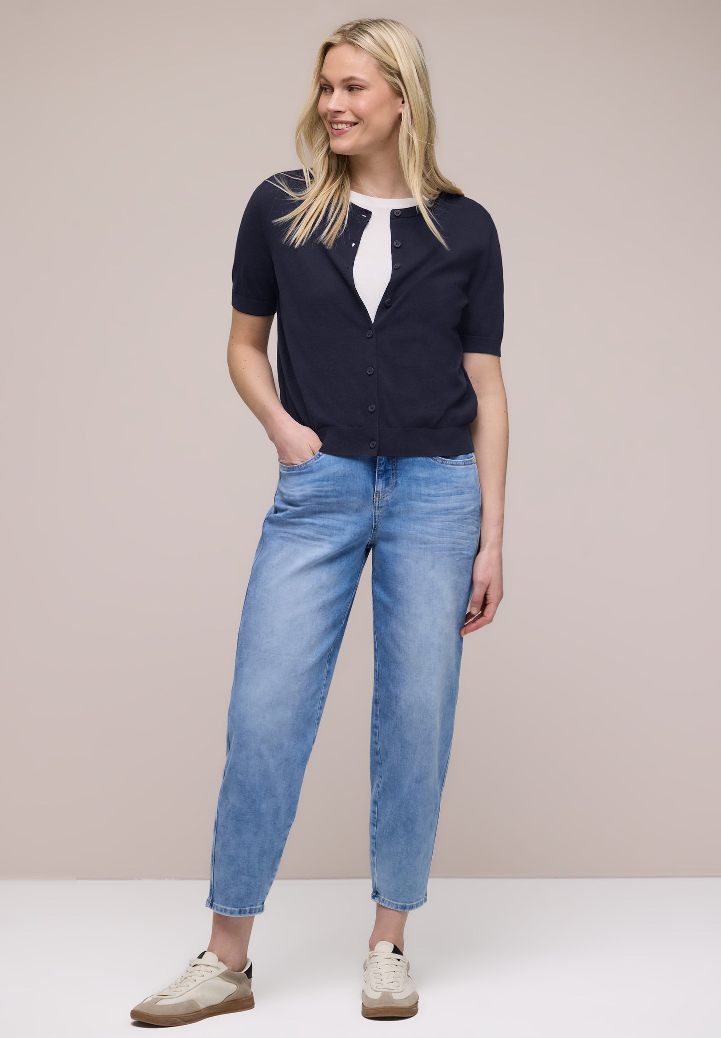 Street One - Kurzarm Cardigan mit Rundhals - Farbe: shadowed navy