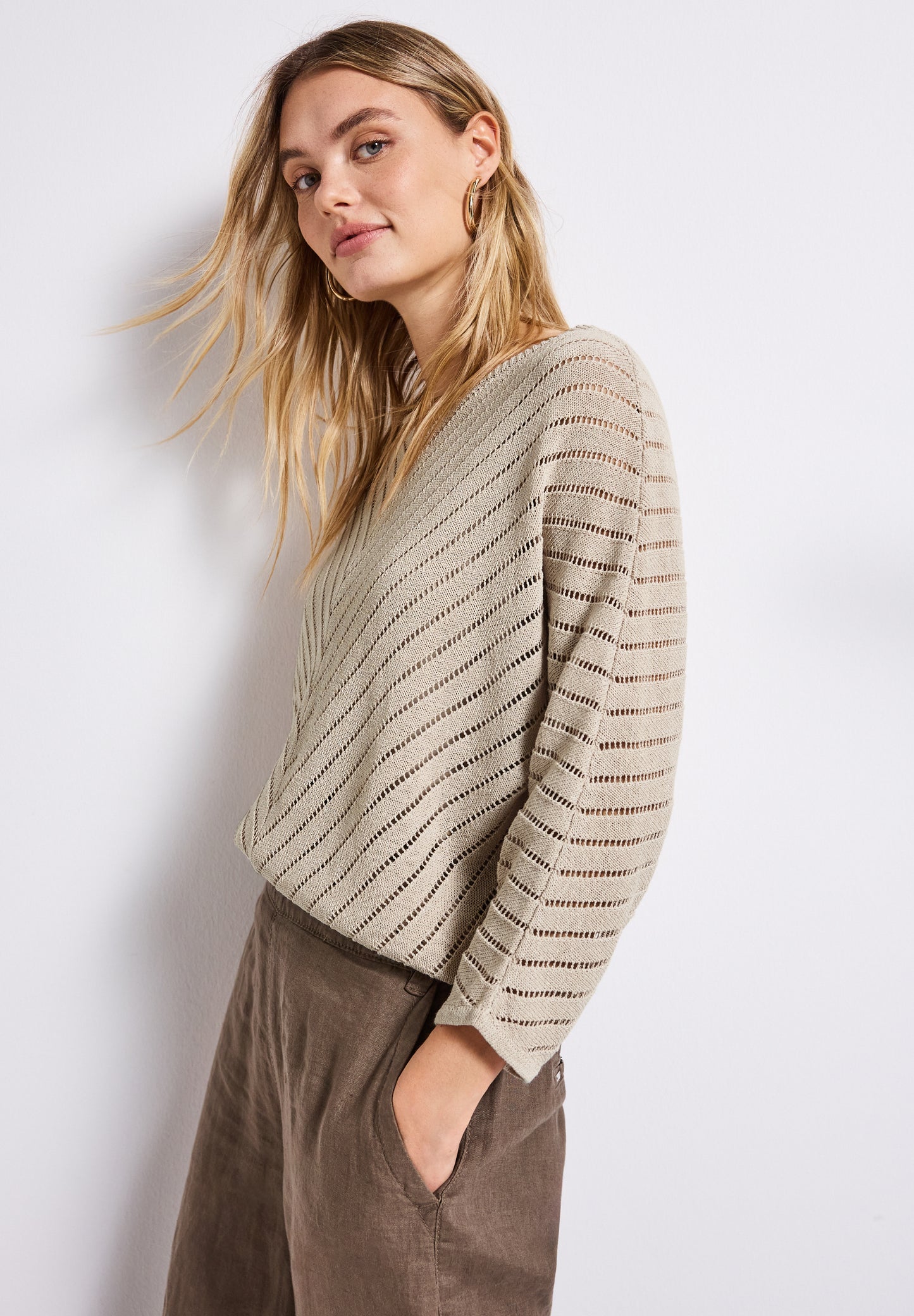 Street One Strukturpullover - Farbe: tusk cream