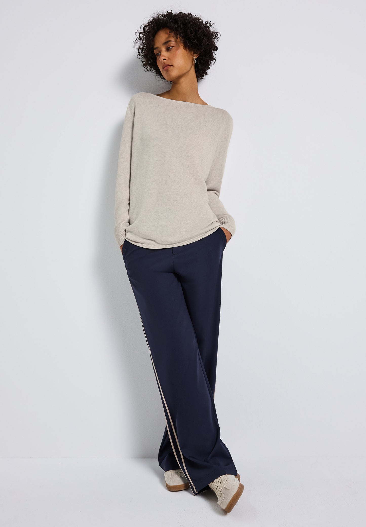 Street One Basic Pullover - Farbe: tusk cream mel.