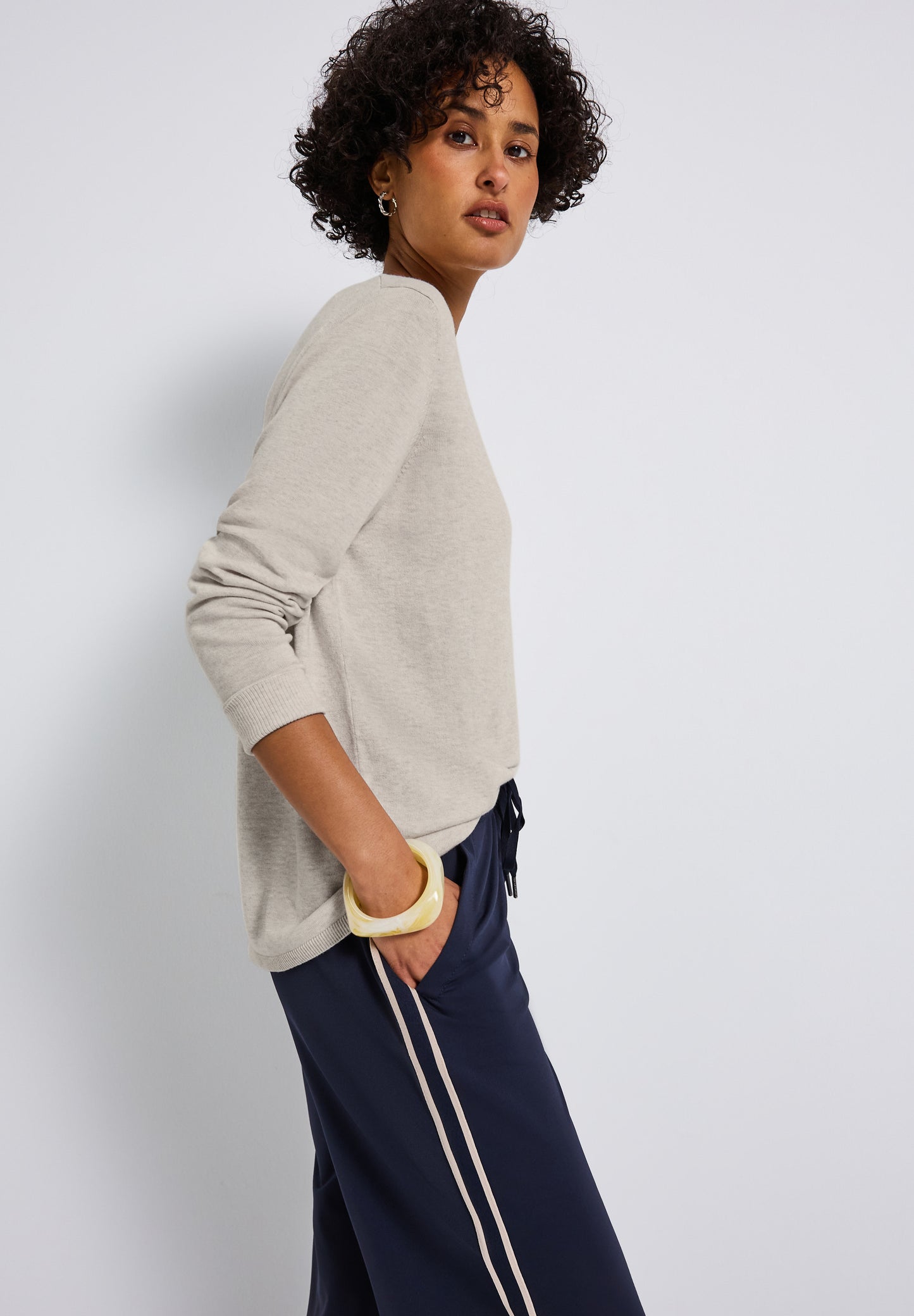 Street One Basic Pullover - Farbe: tusk cream mel.