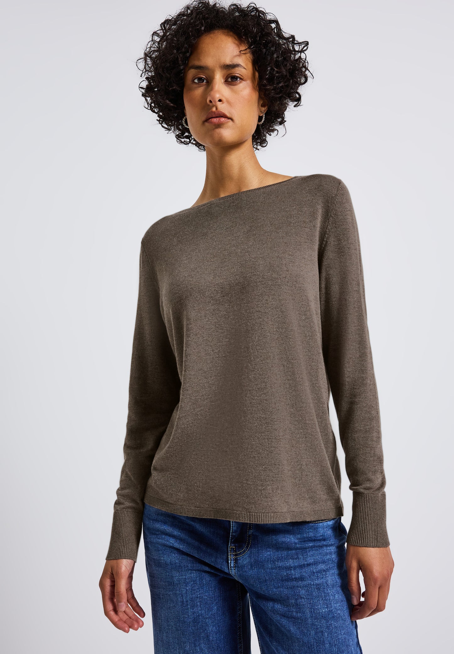 Street One Basic Pullover - Farbe: nomad brown mel.