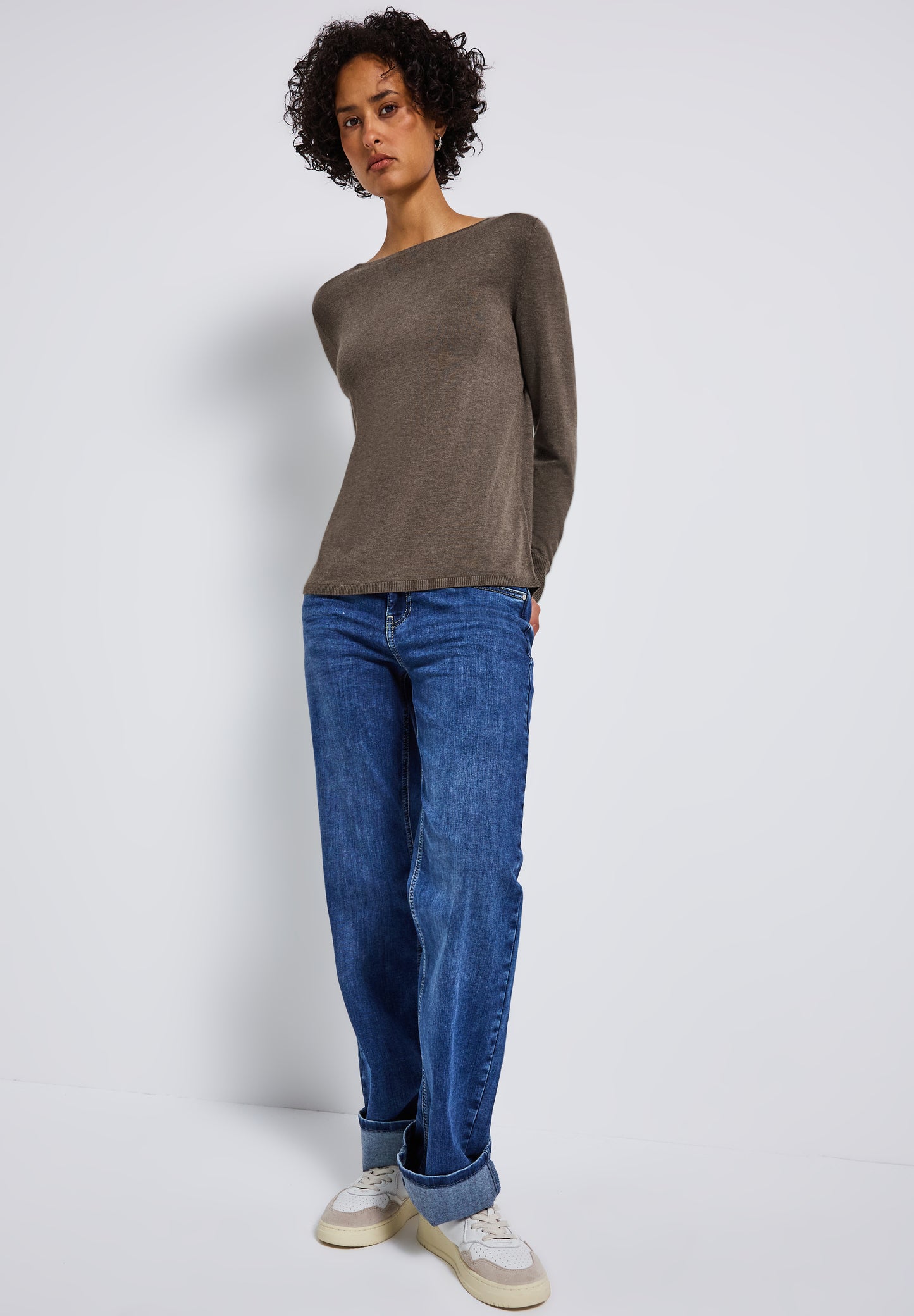 Street One Basic Pullover - Farbe: nomad brown mel.