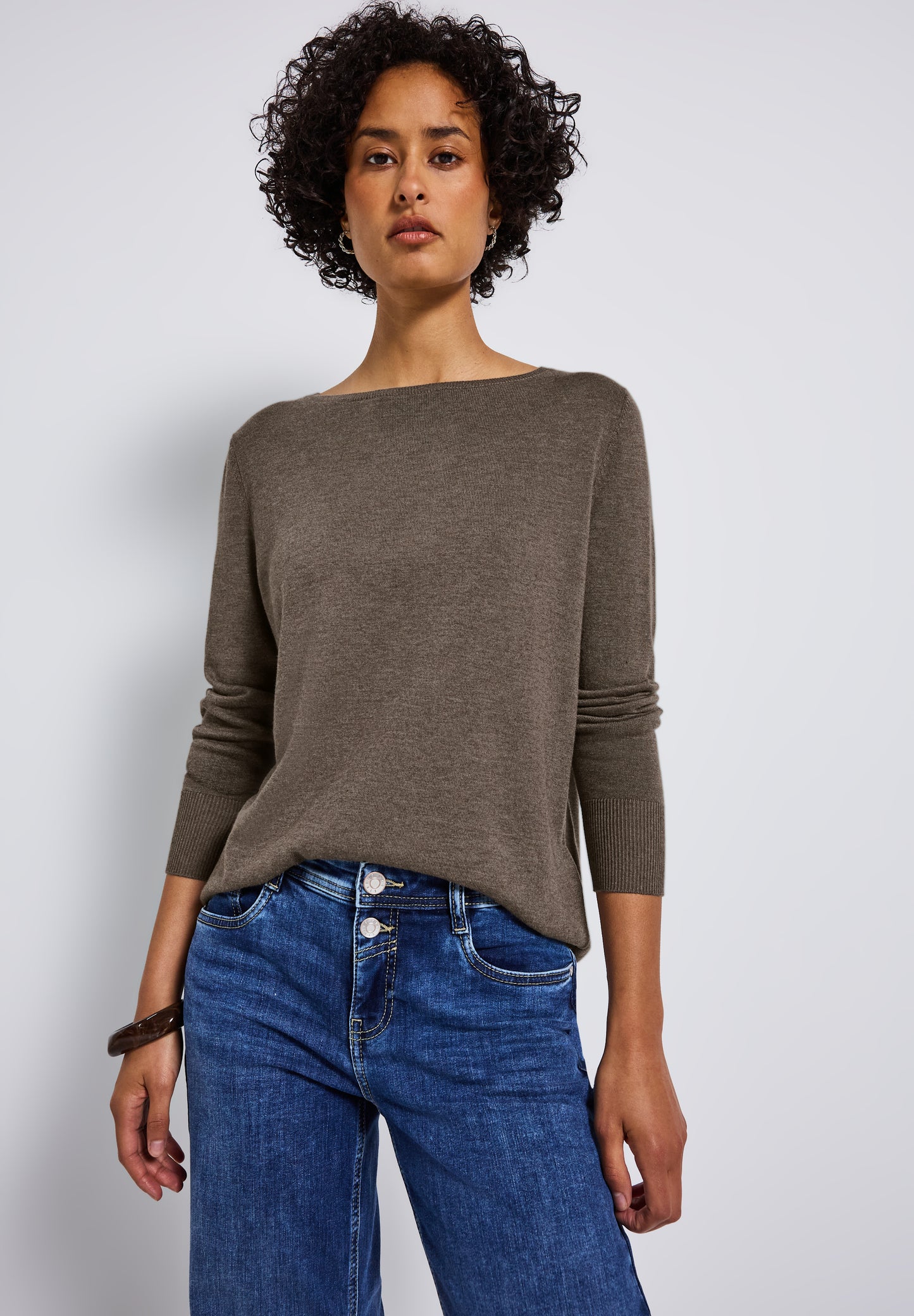 Street One Basic Pullover - Farbe: nomad brown mel.