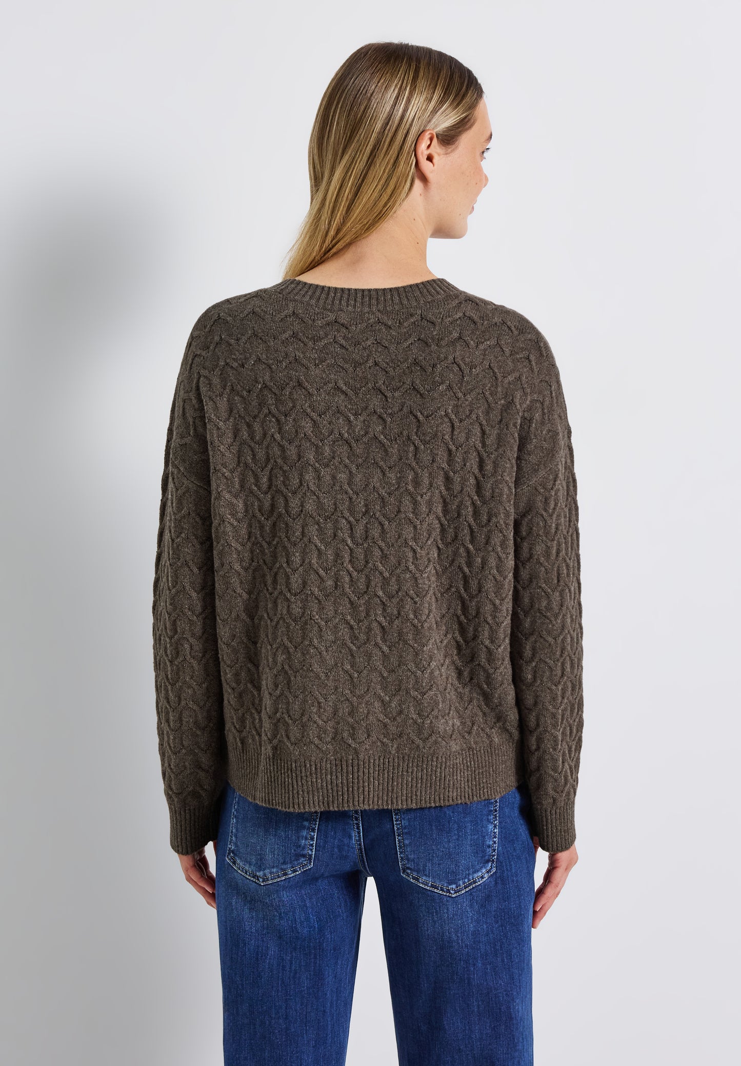 Street One Kuscheliger Strukturpullover - Farbe: dark nomad brown mel.