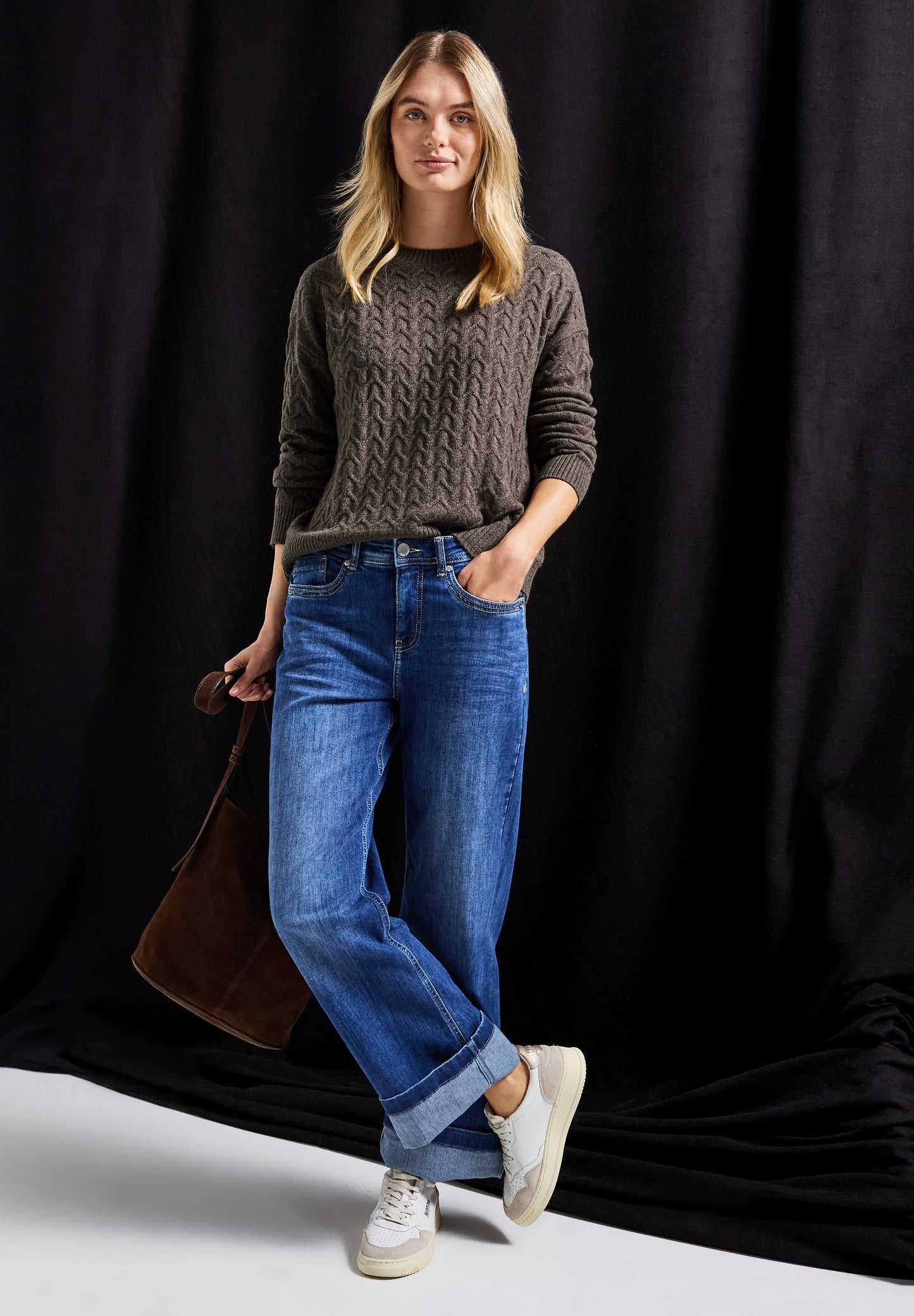 Street One Kuscheliger Strukturpullover - Farbe: dark nomad brown mel.
