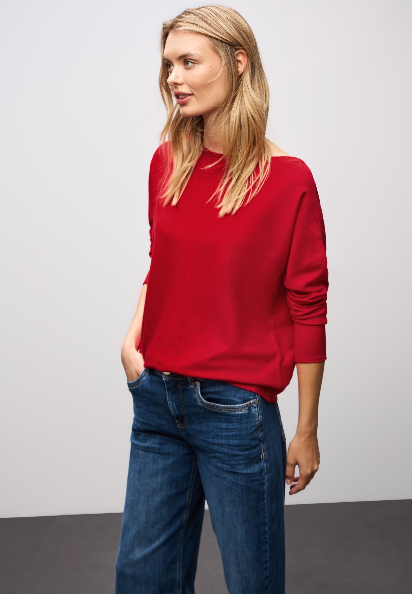 Street One Basic Dolman Pullover - Farbe: racing red
