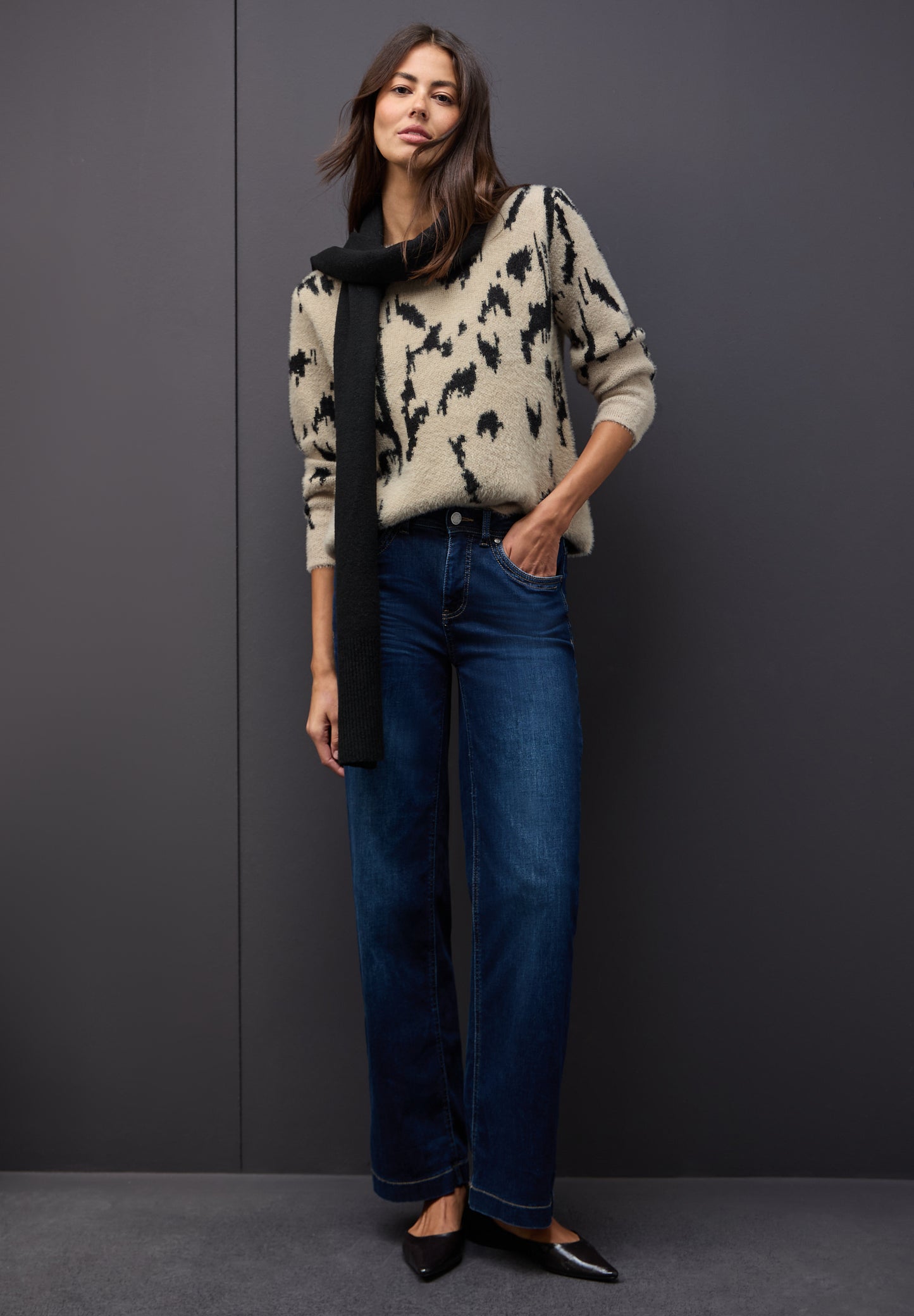 Street One Softer Jacquard Pullover - Farbe: sanded beige