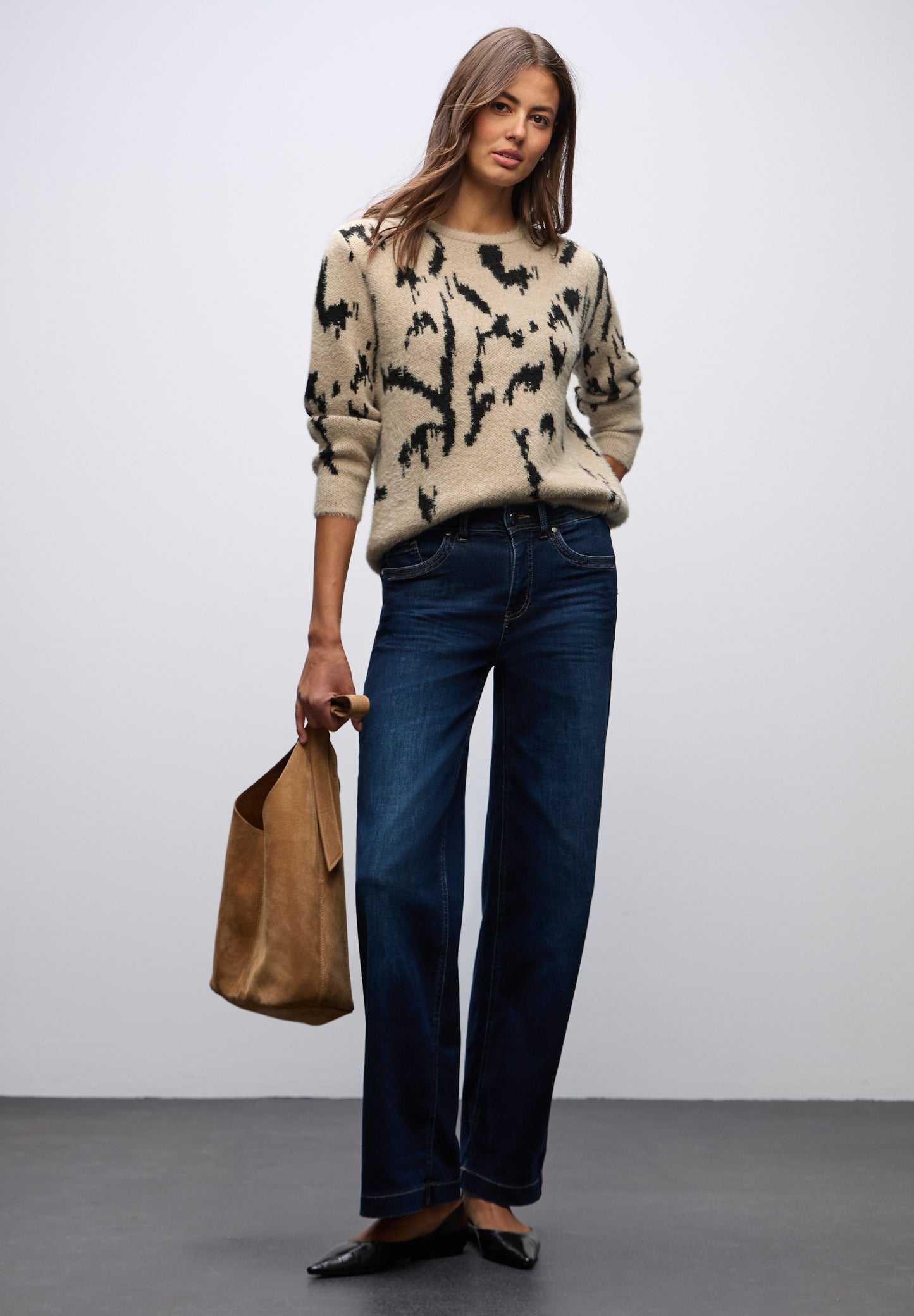 Street One Softer Jacquard Pullover - Farbe: sanded beige