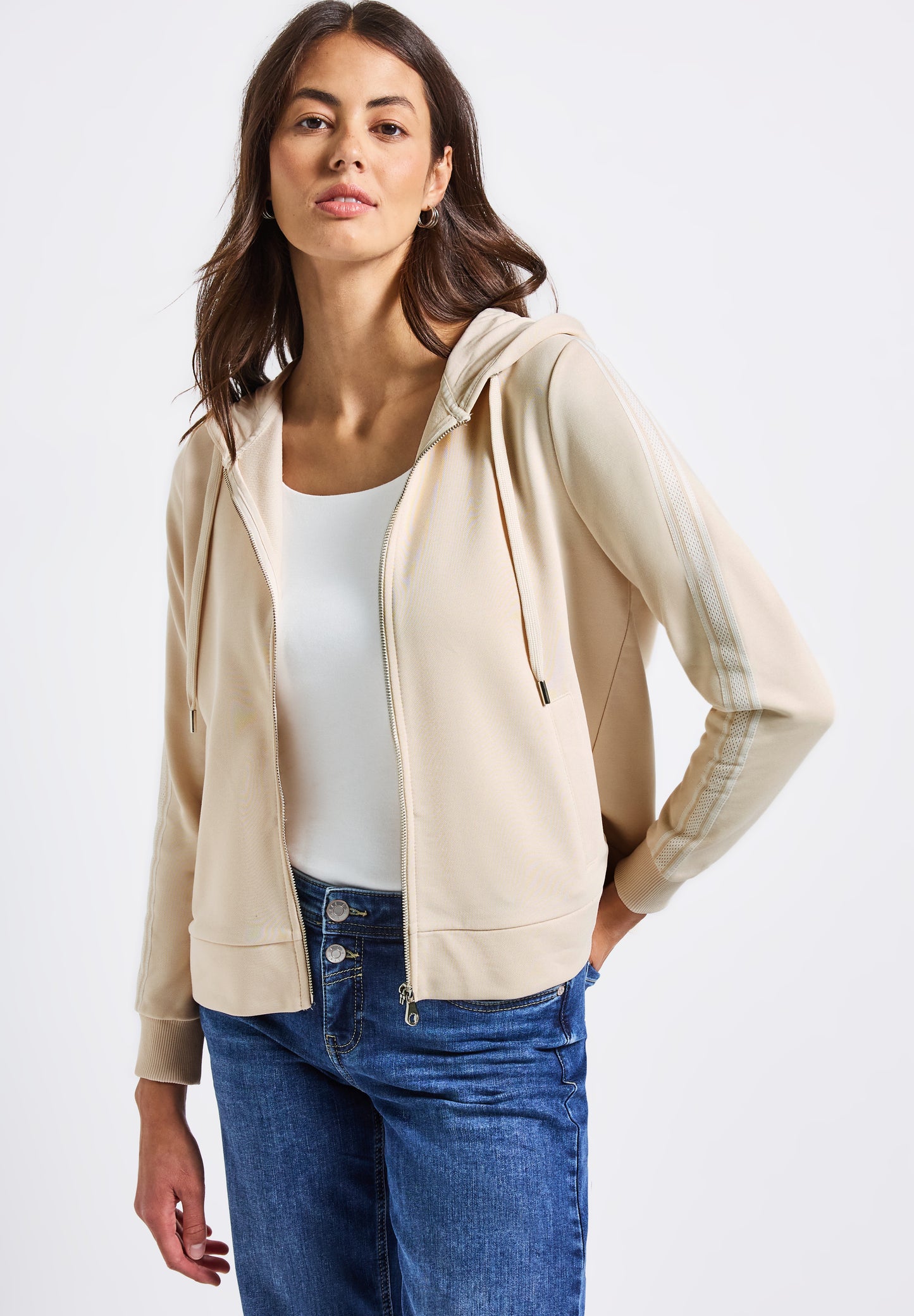 Street One Kapuzenjacke mit Dekotape - Farbe: tusk cream