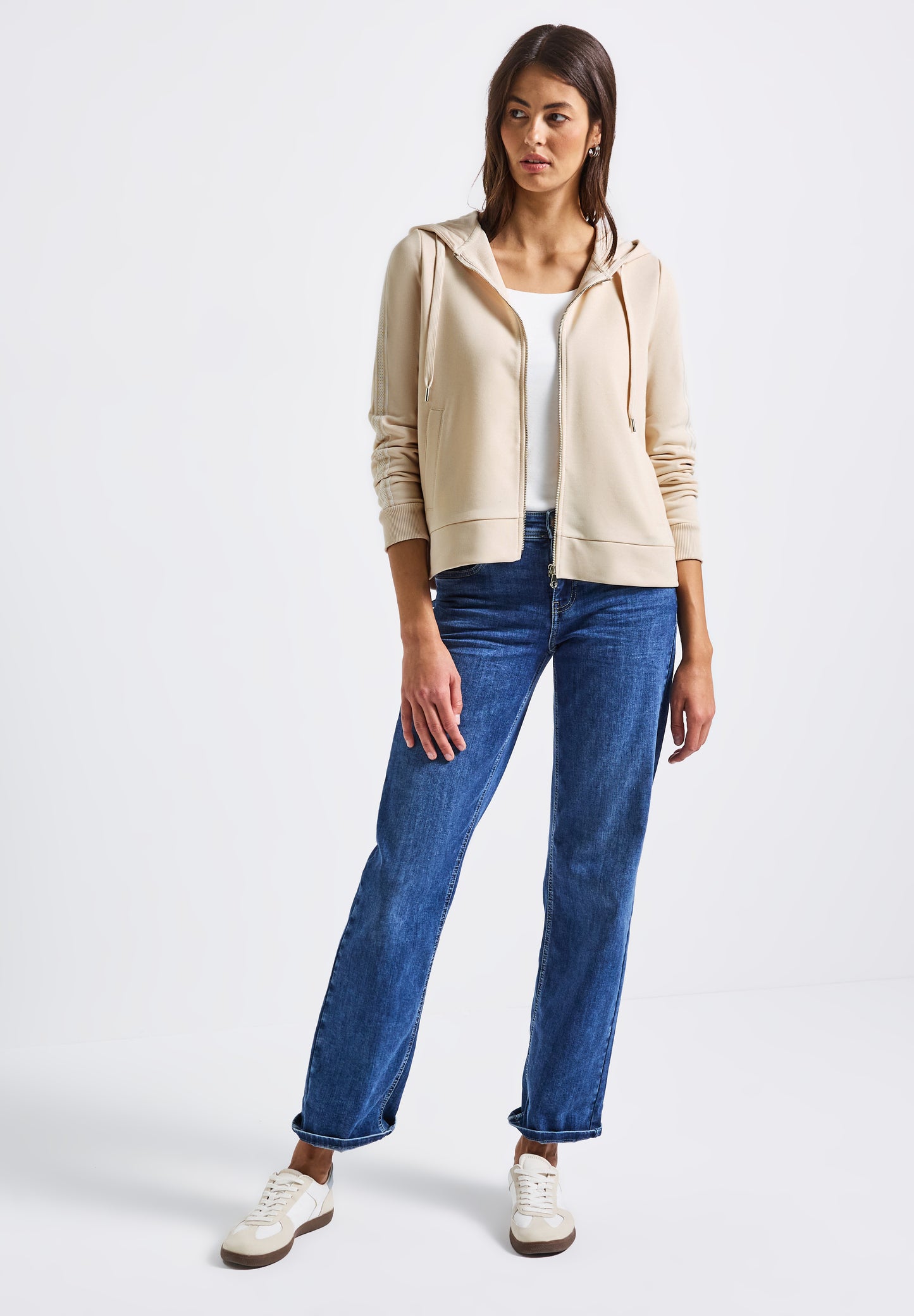 Street One Kapuzenjacke mit Dekotape - Farbe: tusk cream