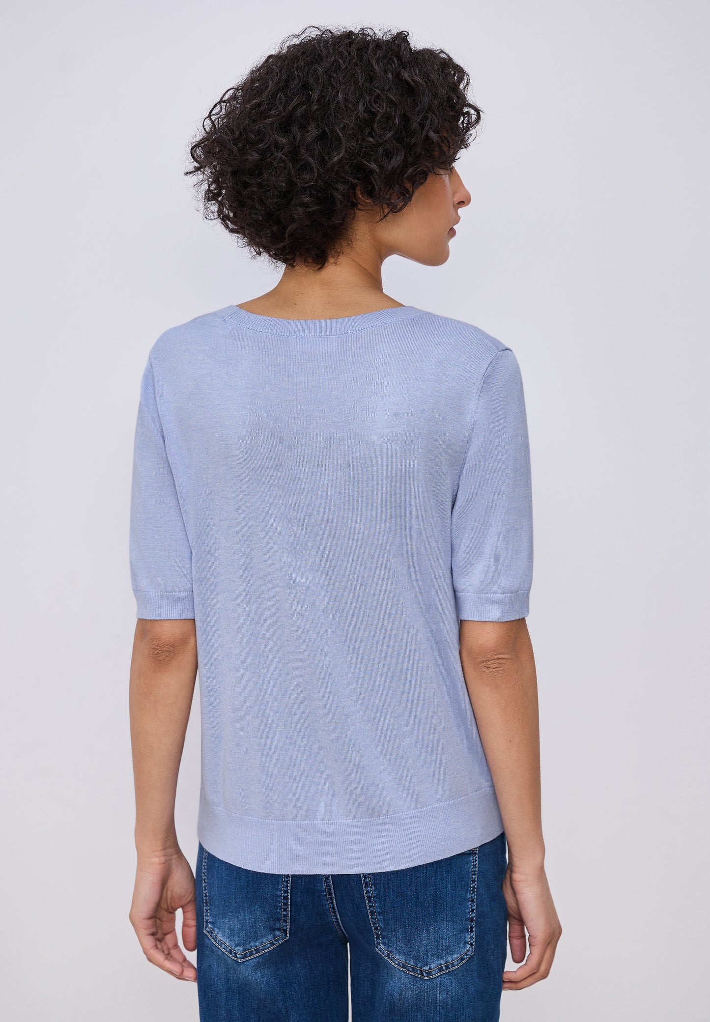 Street One - Kurzarm Pullover mit Rundhals - Farbe: cashmere blue mel.