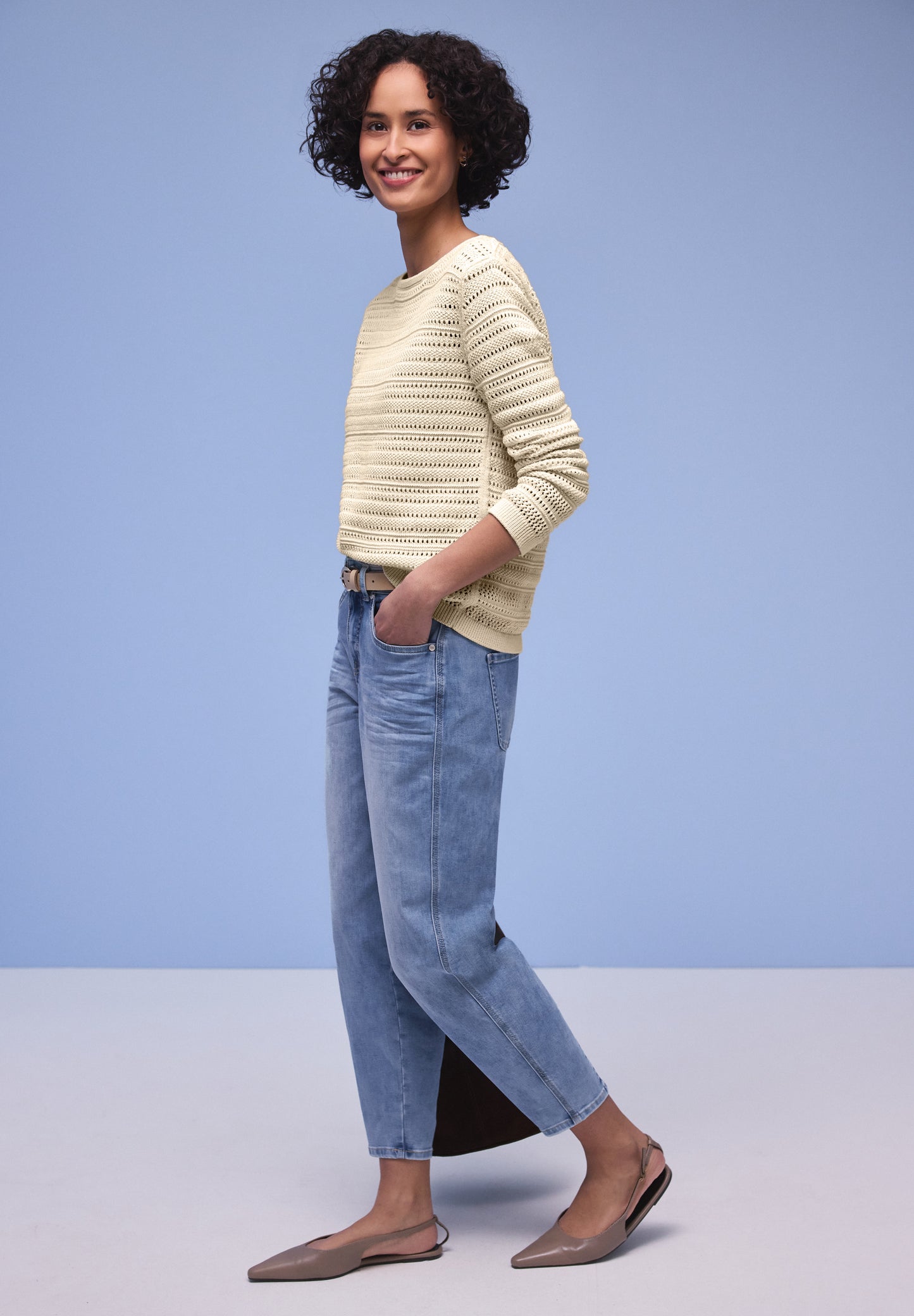 Street One - Langarm Pullover mit U-Boot-Ausschnitt - Farbe: soft beige