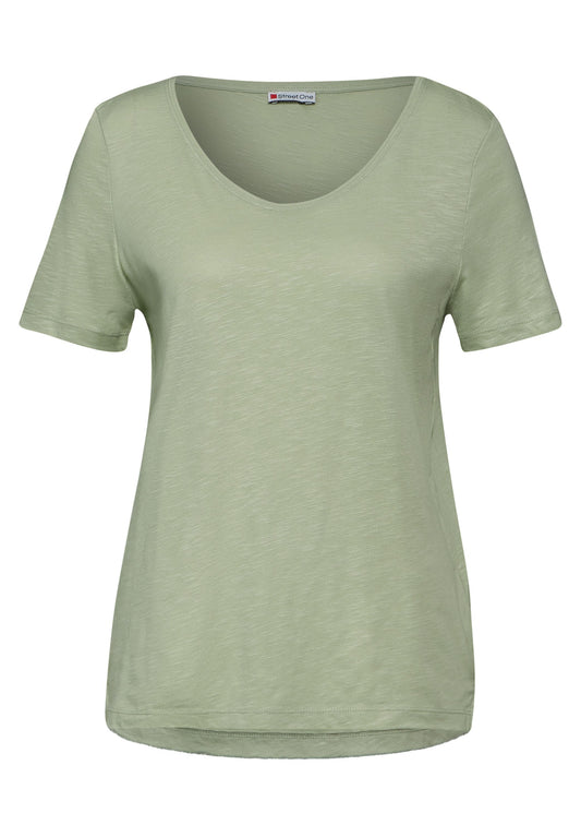 Street One - Basic T-Shirt - moss grün