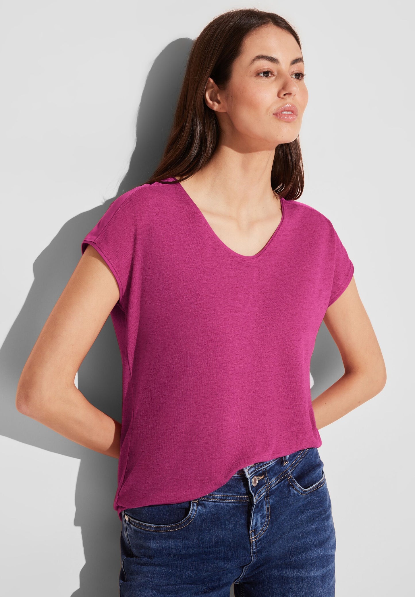Street One - Materialmix T-Shirt - pink