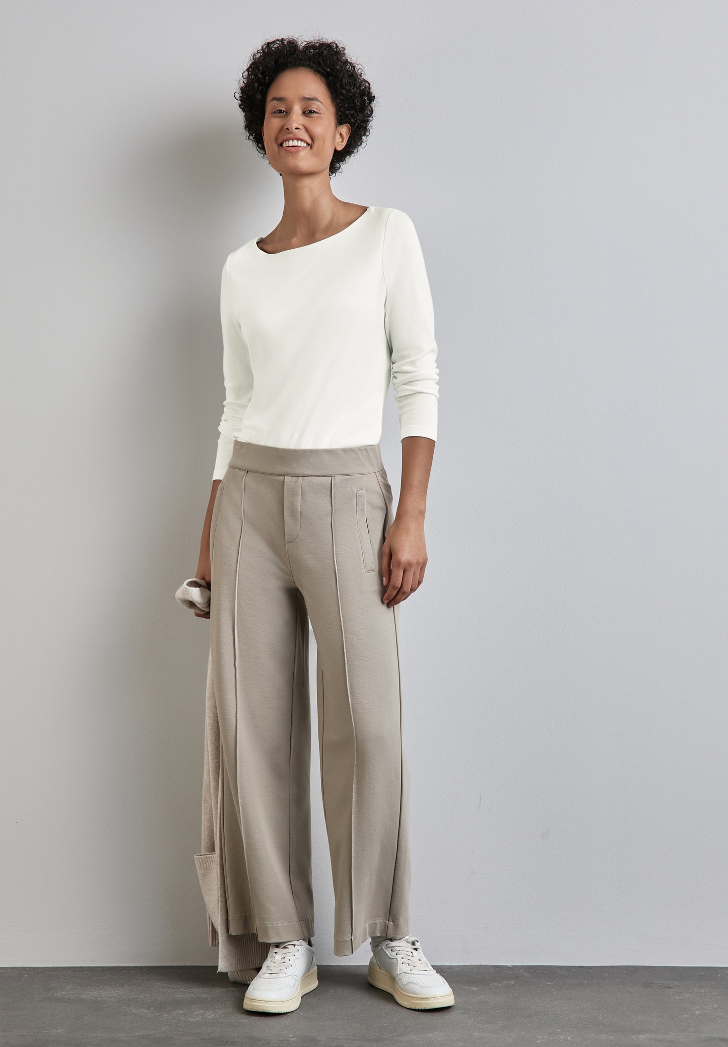 Street One Basic Shirt mit U-Boot-Ausschnitt - Farbe: ecru