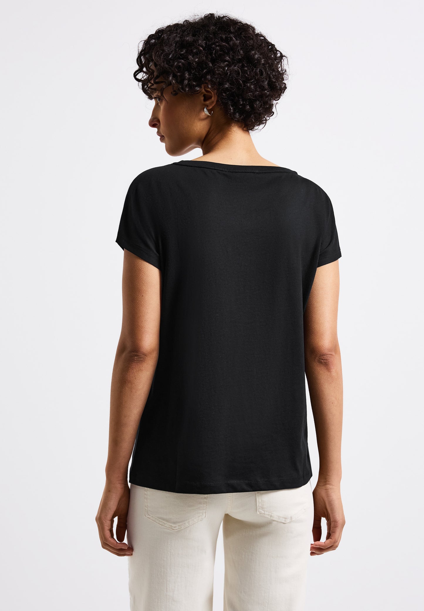 Street One Shirt mit Glitzer-Wording - Farbe: Black