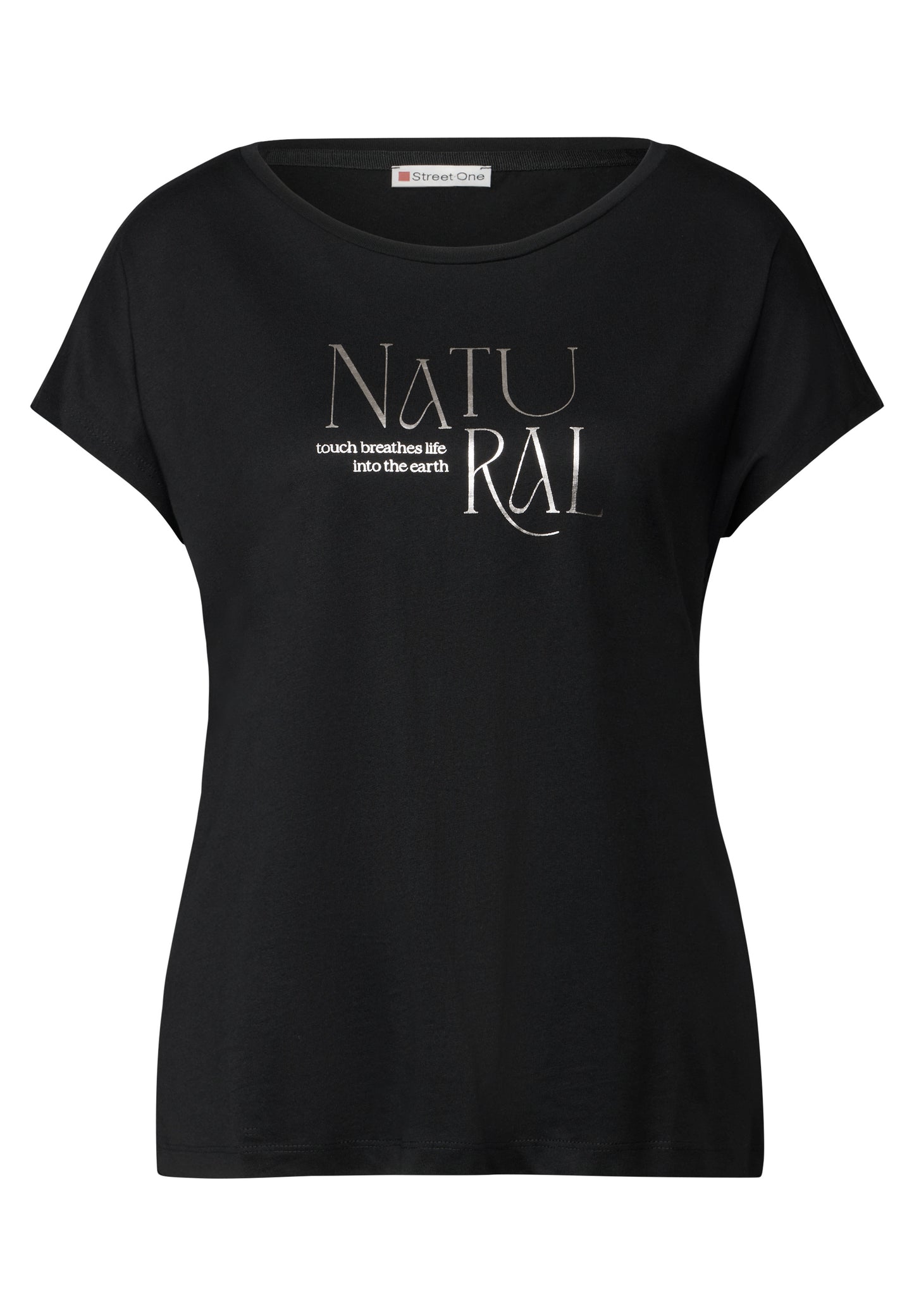 Street One Shirt mit Glitzer-Wording - Farbe: Black
