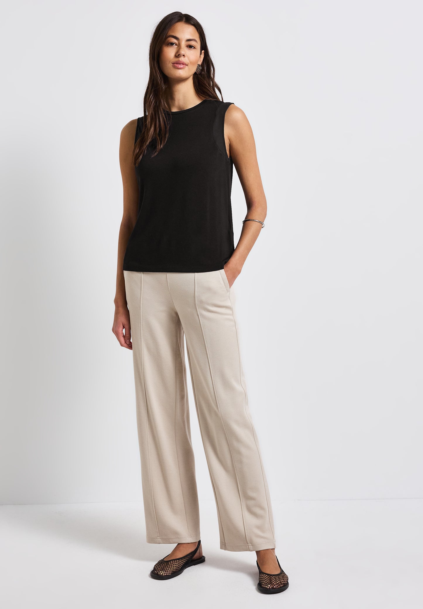 Street One Top mit Chiffondetails - Farbe: Black