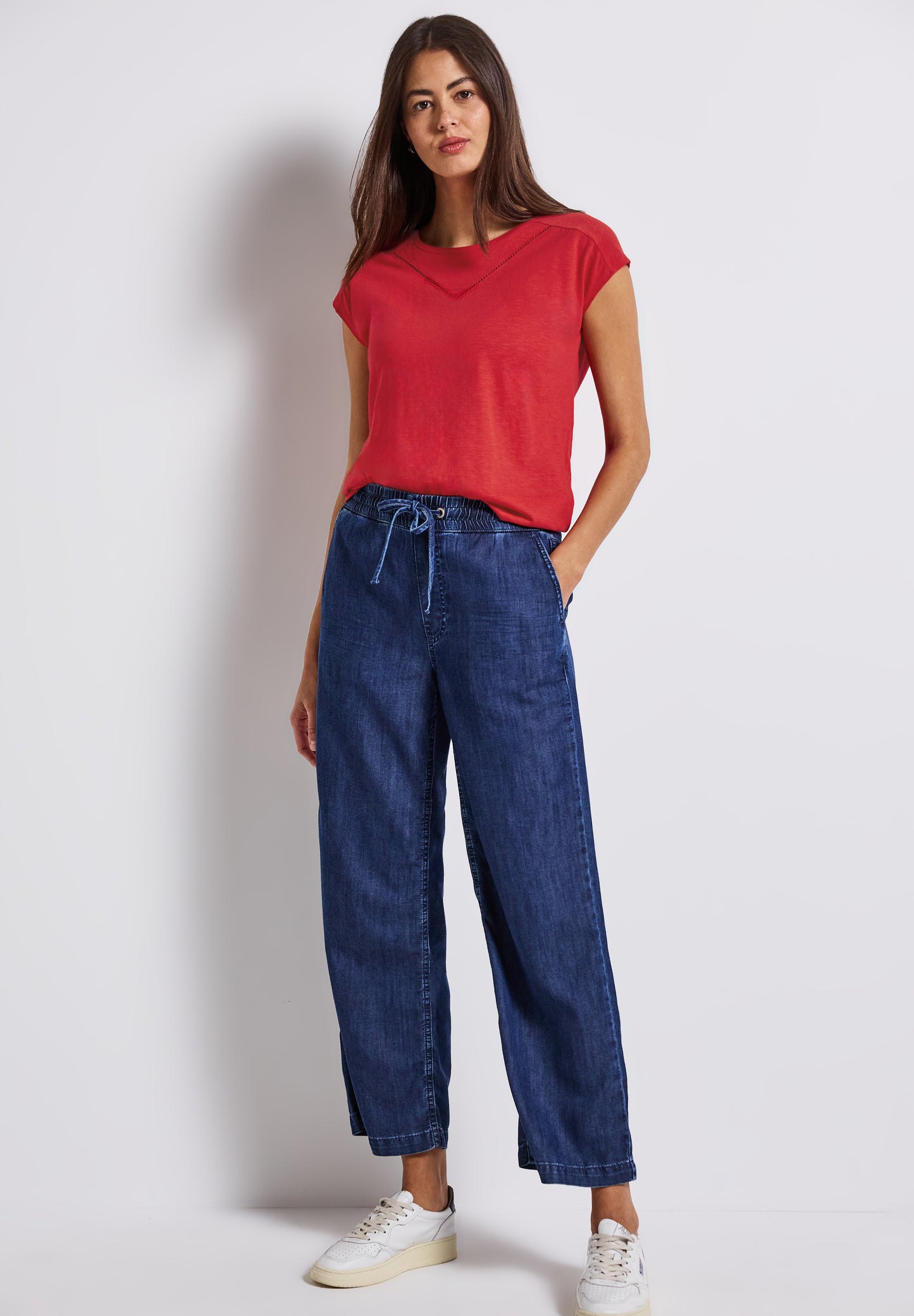 Street One Shirt mit Dekotape - Farbe: glory red