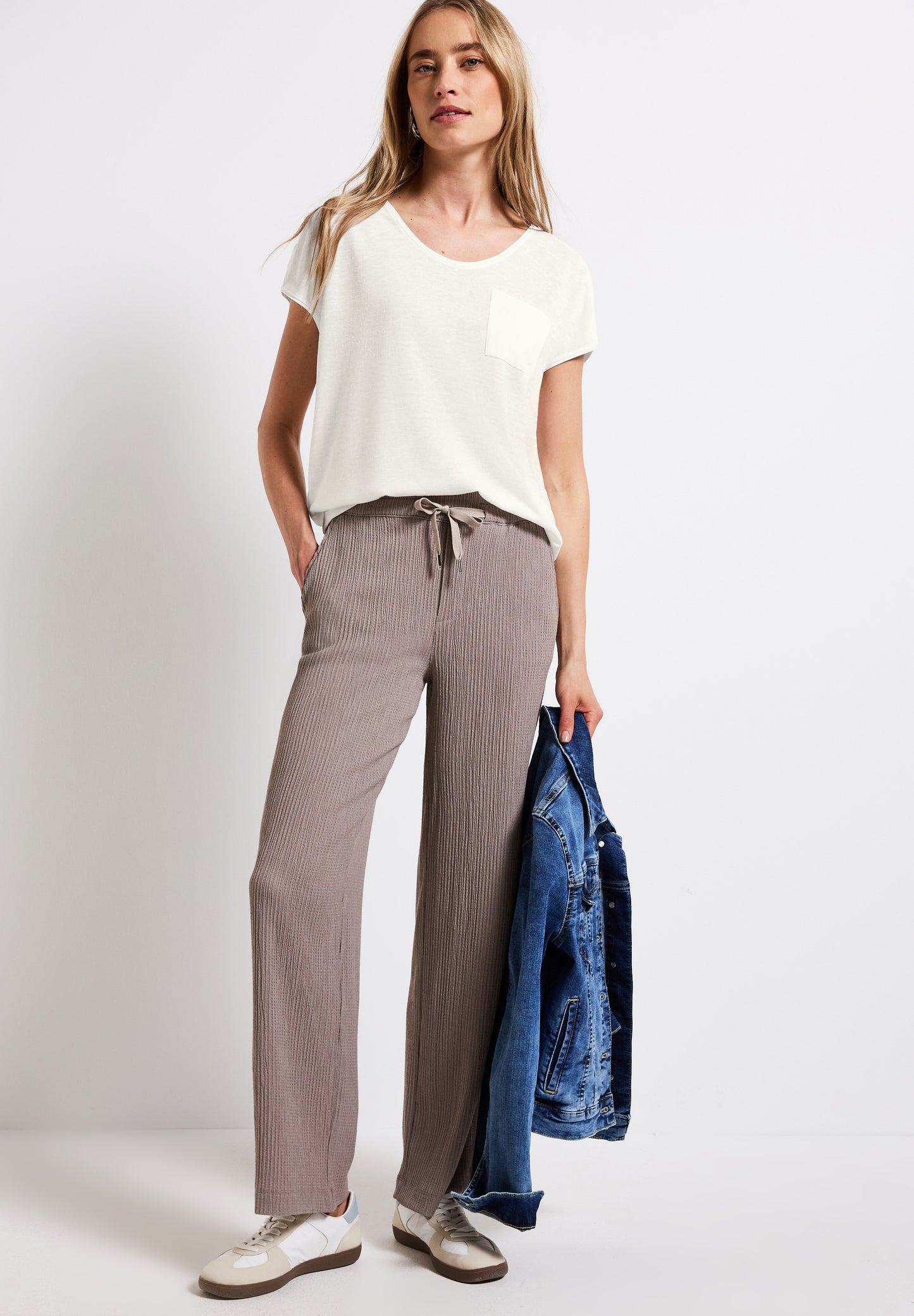 Street One Leinen-Look T-Shirt - Farbe: off white