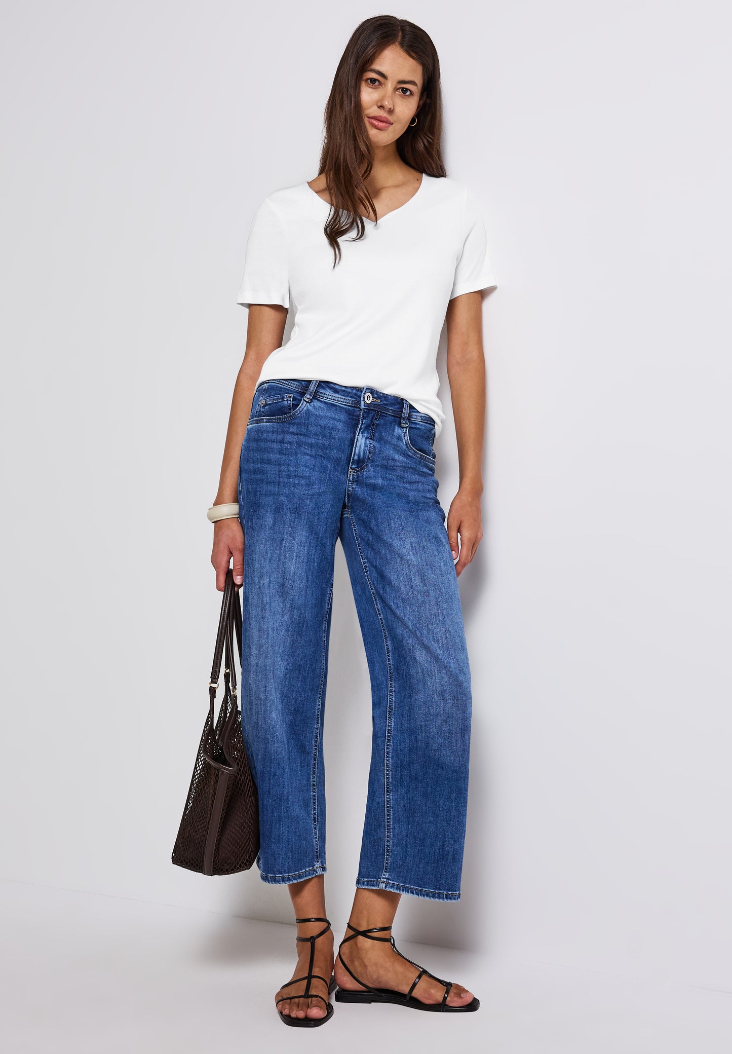 Street One T-Shirt mit Herzausschnitt - Farbe: White