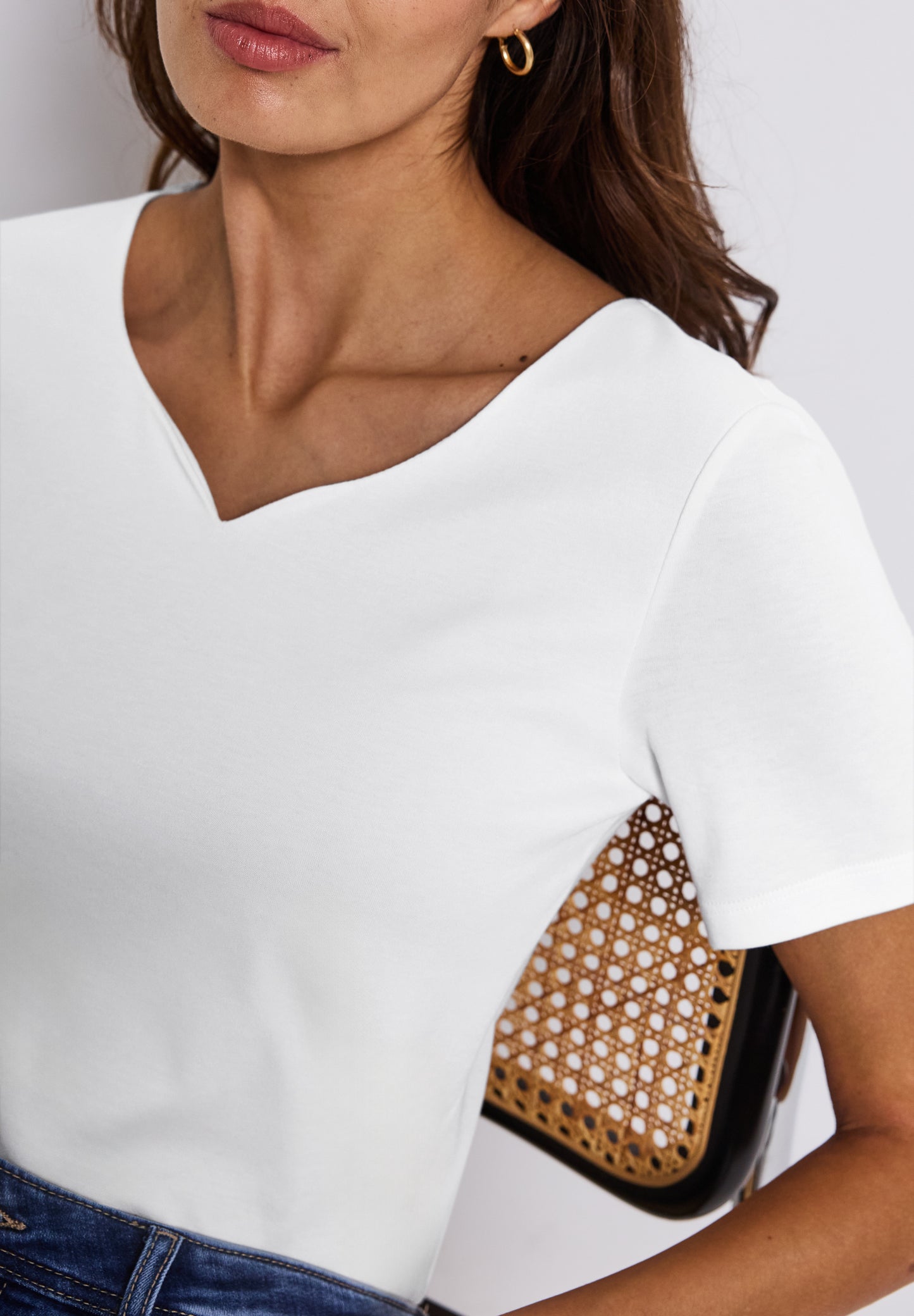 Street One T-Shirt mit Herzausschnitt - Farbe: White