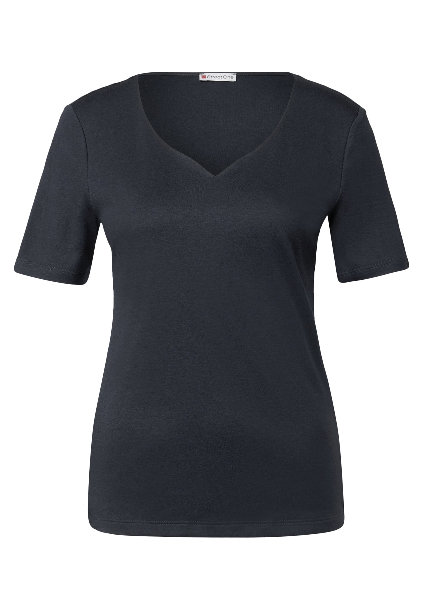 Street One T-Shirt mit Herzausschnitt - Farbe: deepwater blue