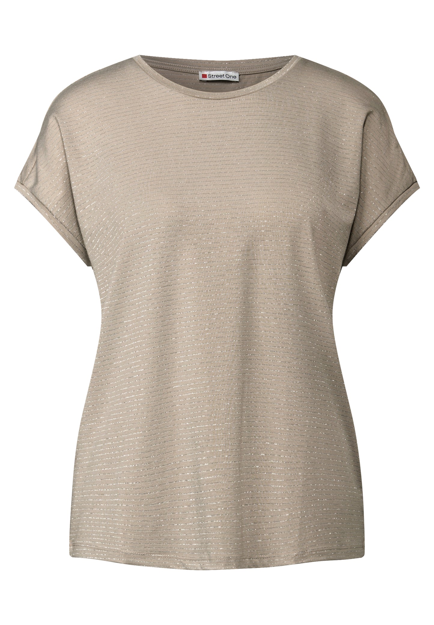 Street One Shirt mit Glitzerstreifen - Farbe: morning beige