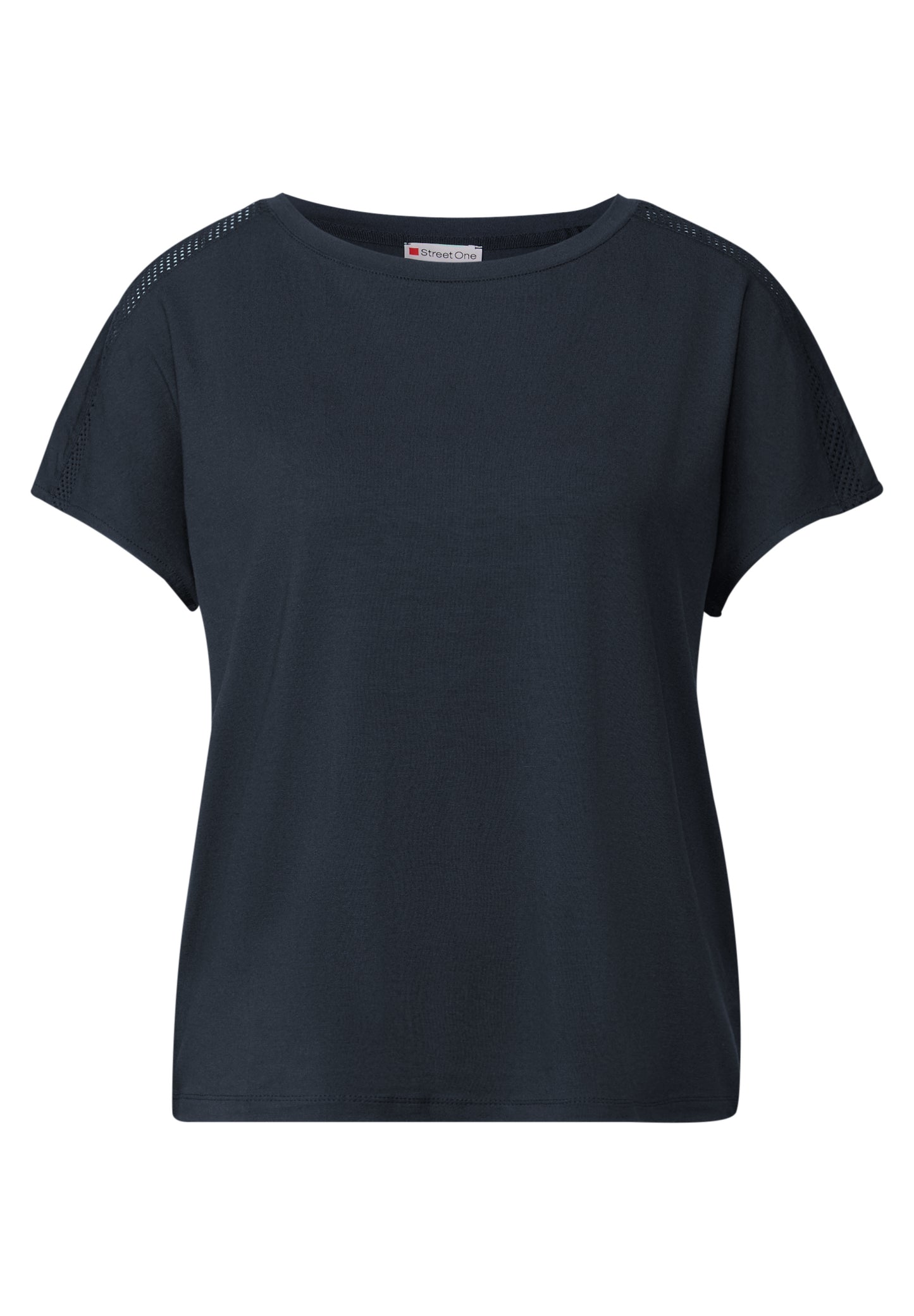 Street One Jersey-Shirt mit Mesh-Detail - Farbe: deepwater blue