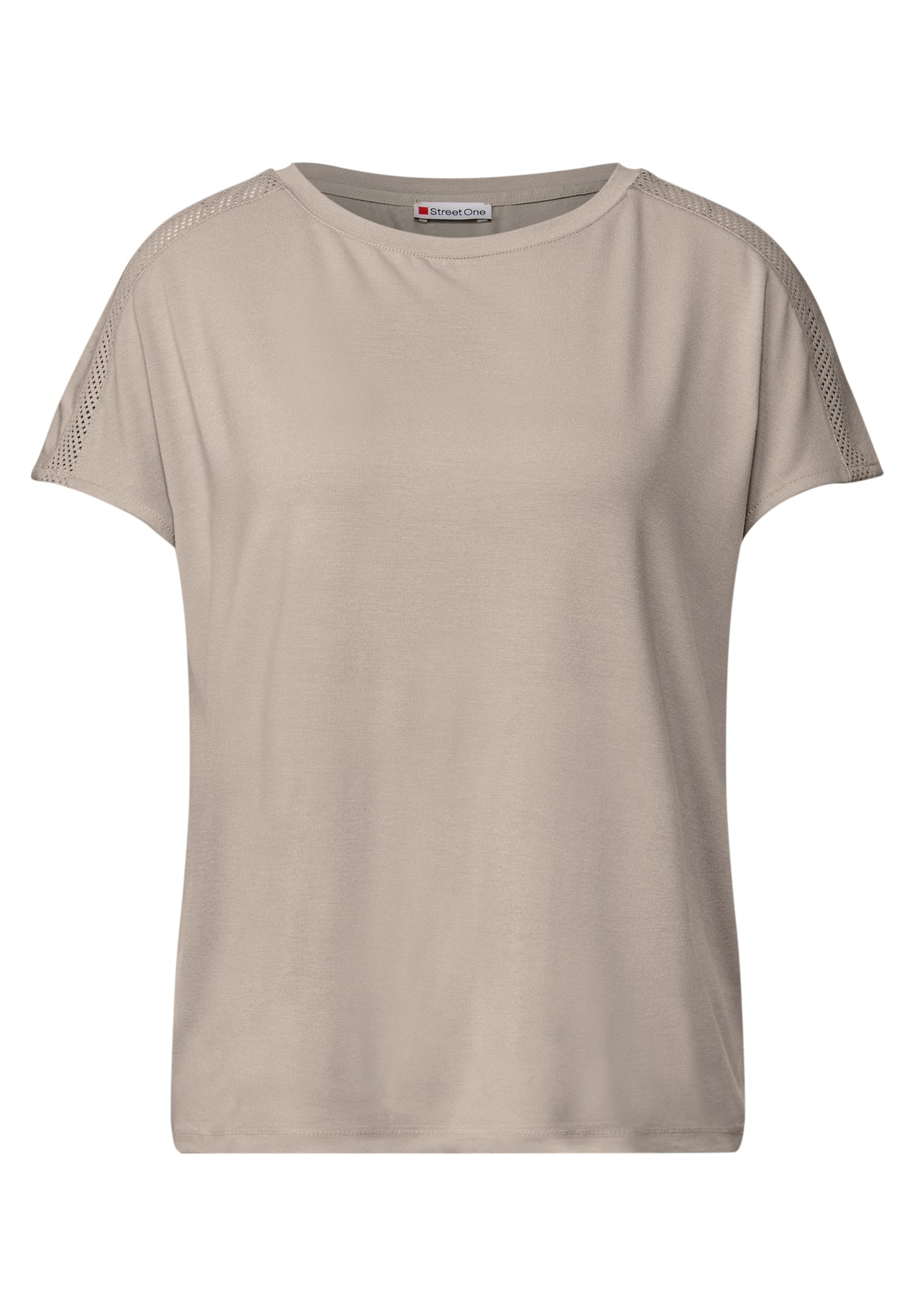 Street One Jersey-Shirt mit Mesh-Detail - Farbe: morning beige