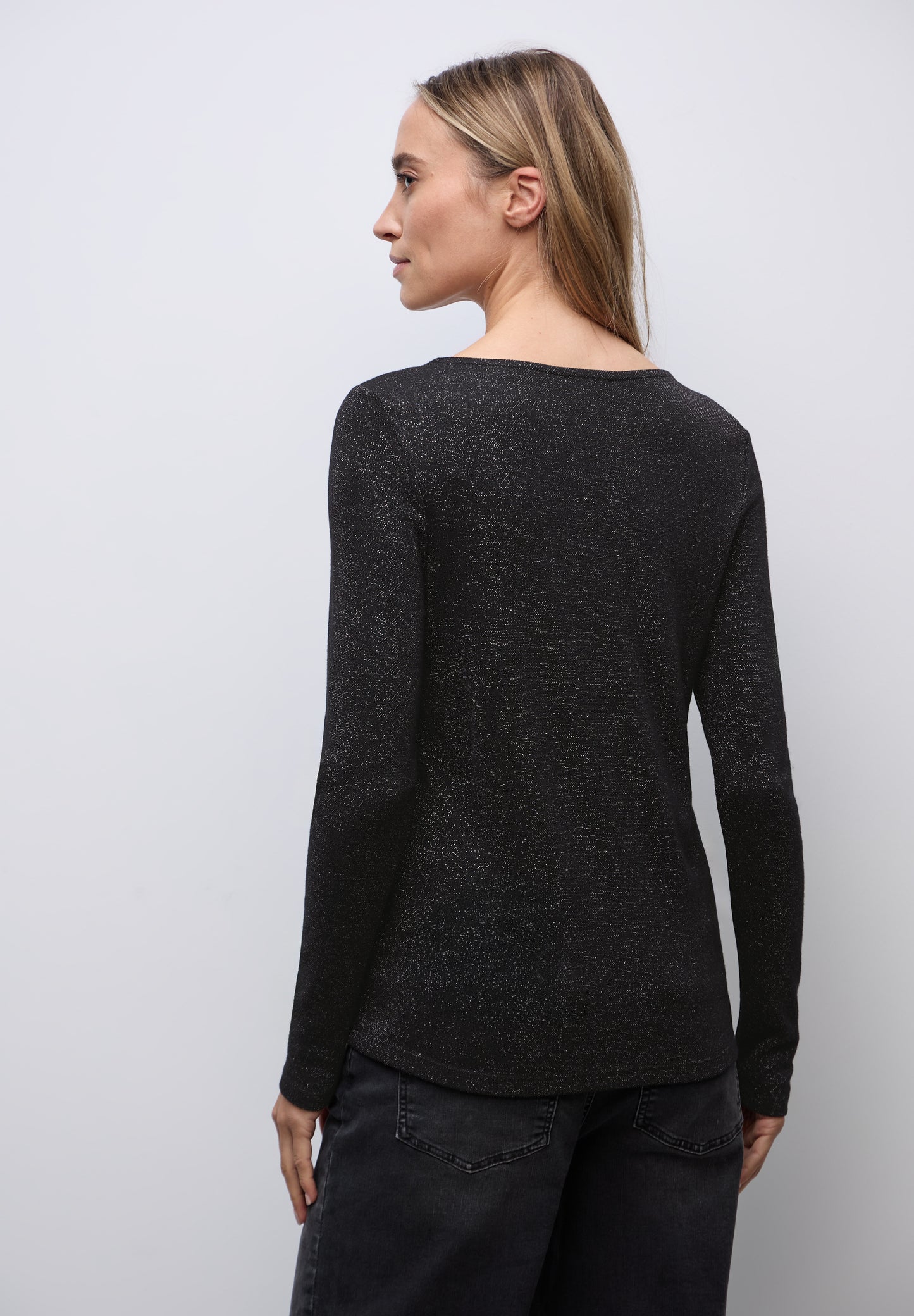 Street One Glitzerndes Langarmshirt - Farbe: Black