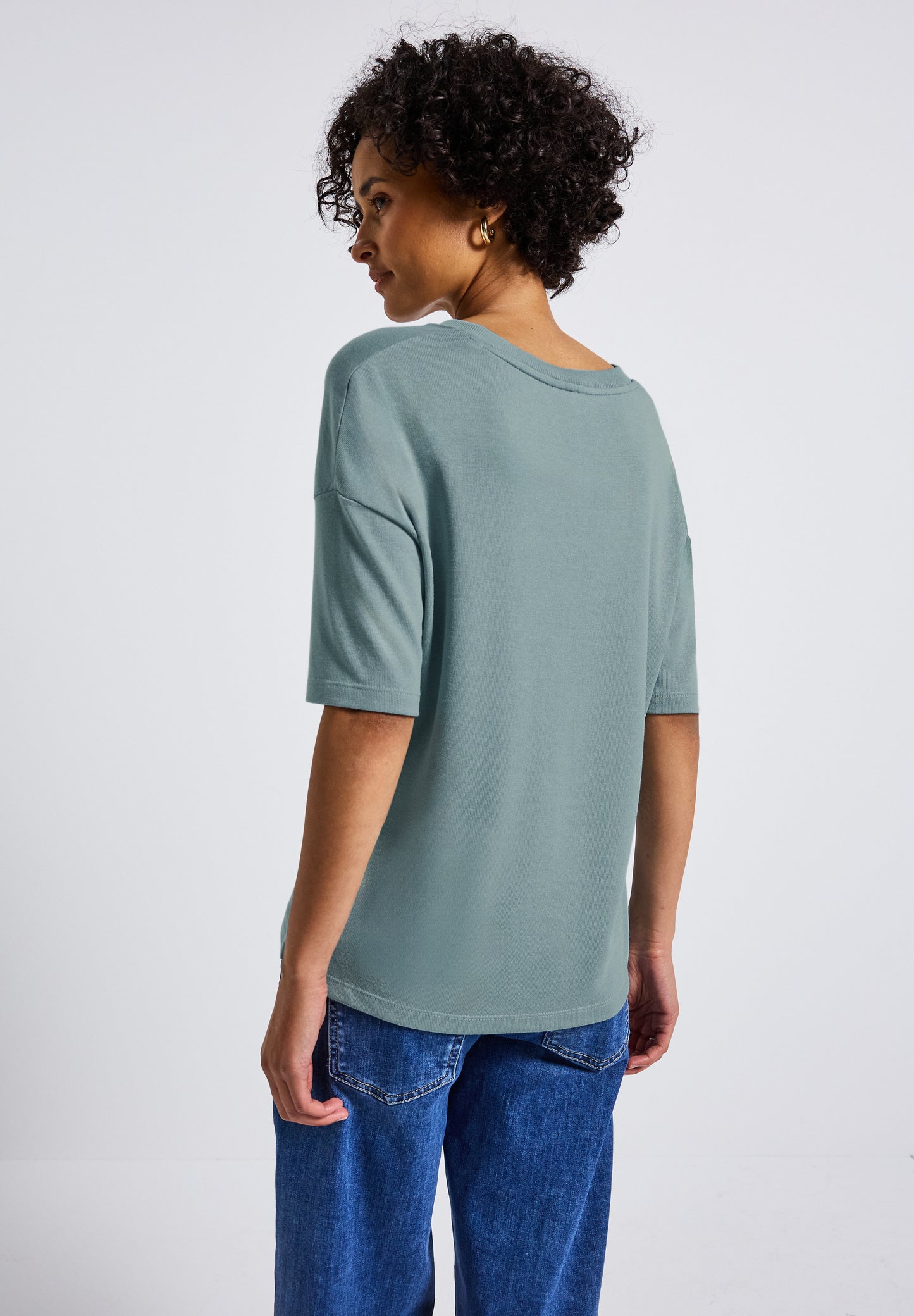 Street One Strick-Look V-Neck T-Shirt - Farbe: arona blue