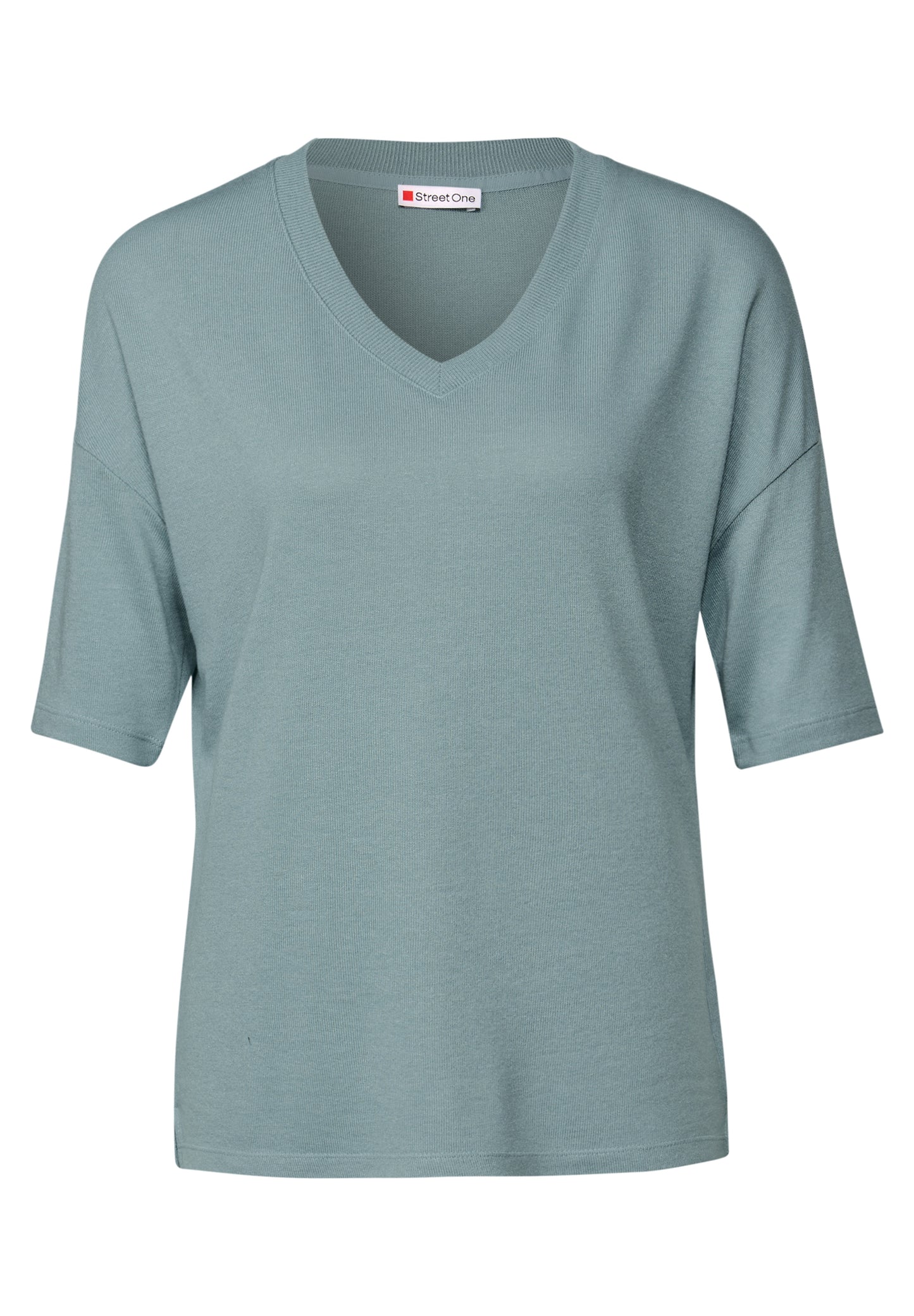 Street One Strick-Look V-Neck T-Shirt - Farbe: arona blue