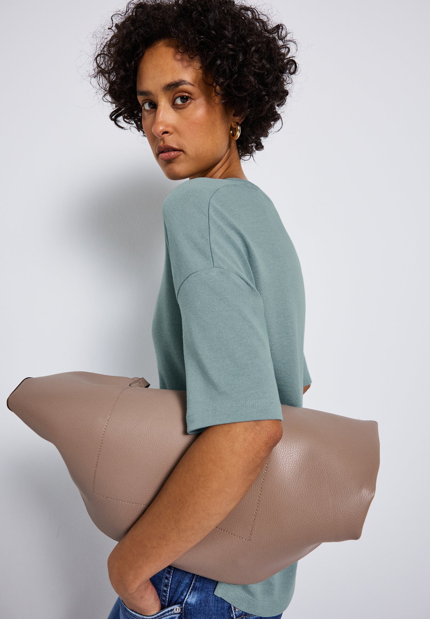 Street One Strick-Look V-Neck T-Shirt - Farbe: arona blue