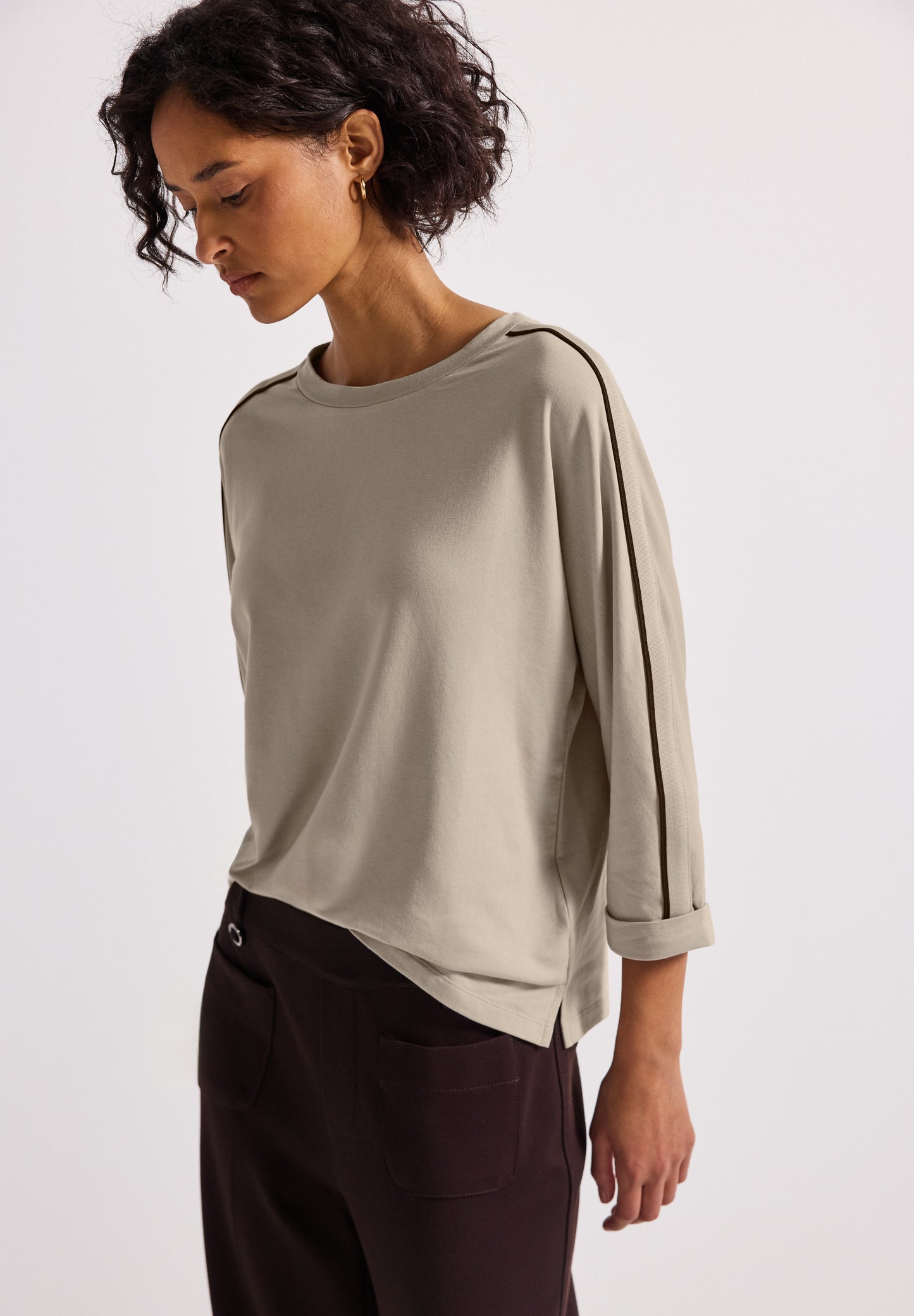 Street One Shirt mit Galonstreifen - Farbe: morning beige