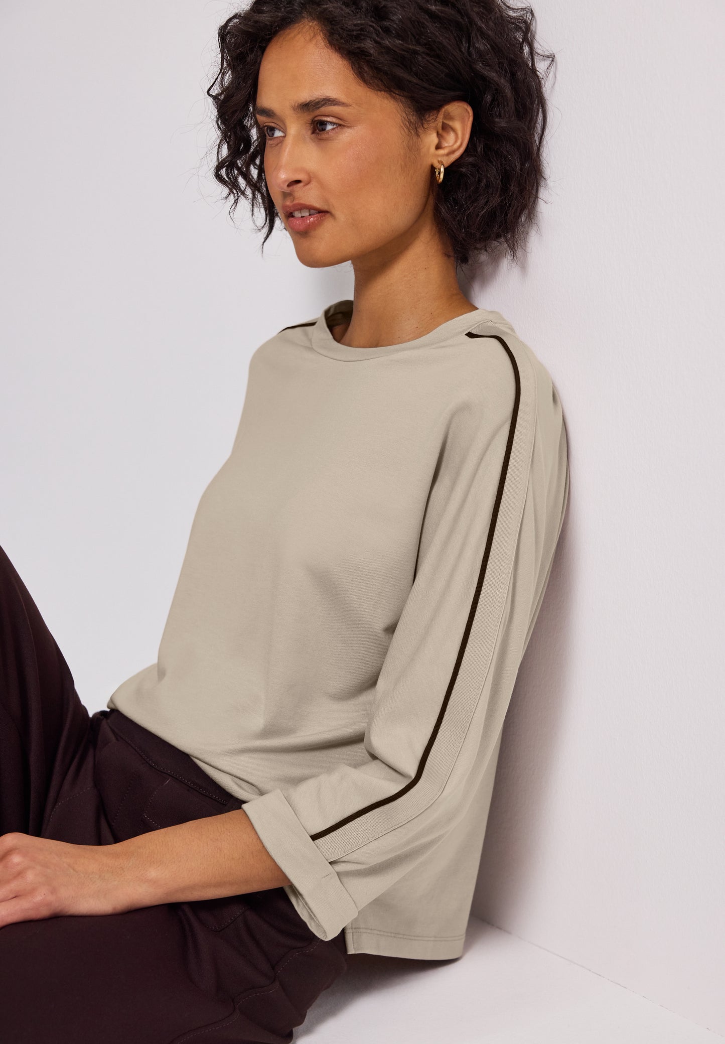 Street One Shirt mit Galonstreifen - Farbe: morning beige