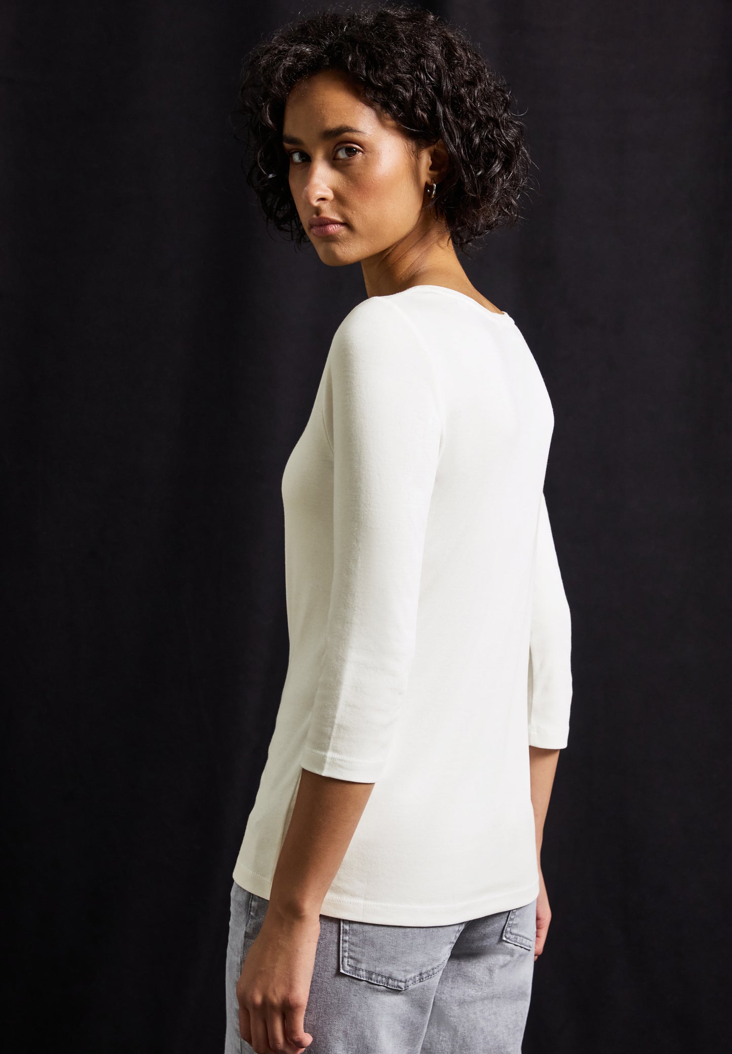 Street One Basic Shirt mit Knopfdetail - Farbe: off white