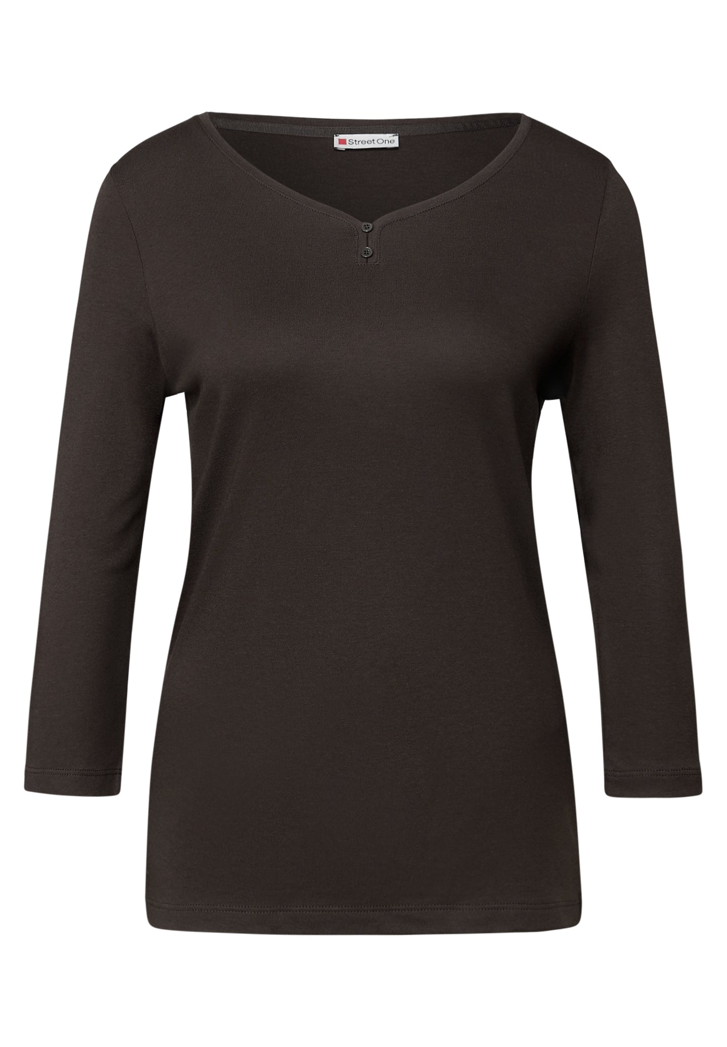 Street One Basic Shirt mit Knopfdetail - Farbe: deep roast brown