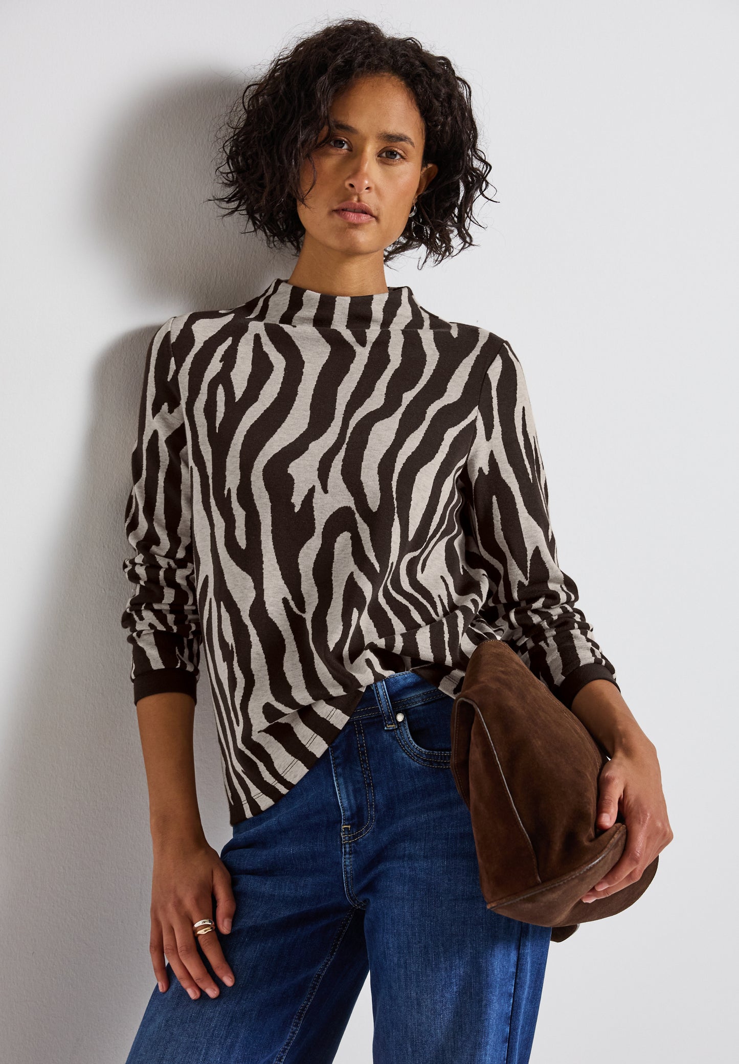 Street One Shirt mit Zebra Print - Farbe: deep roast brown