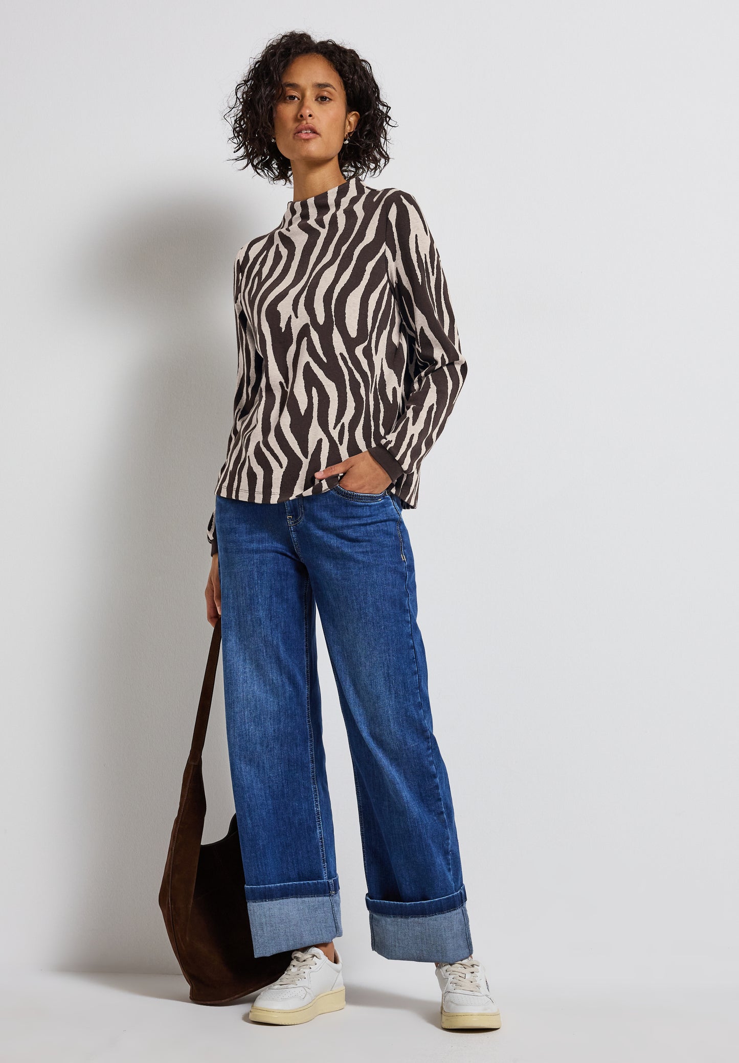 Street One Shirt mit Zebra Print - Farbe: deep roast brown