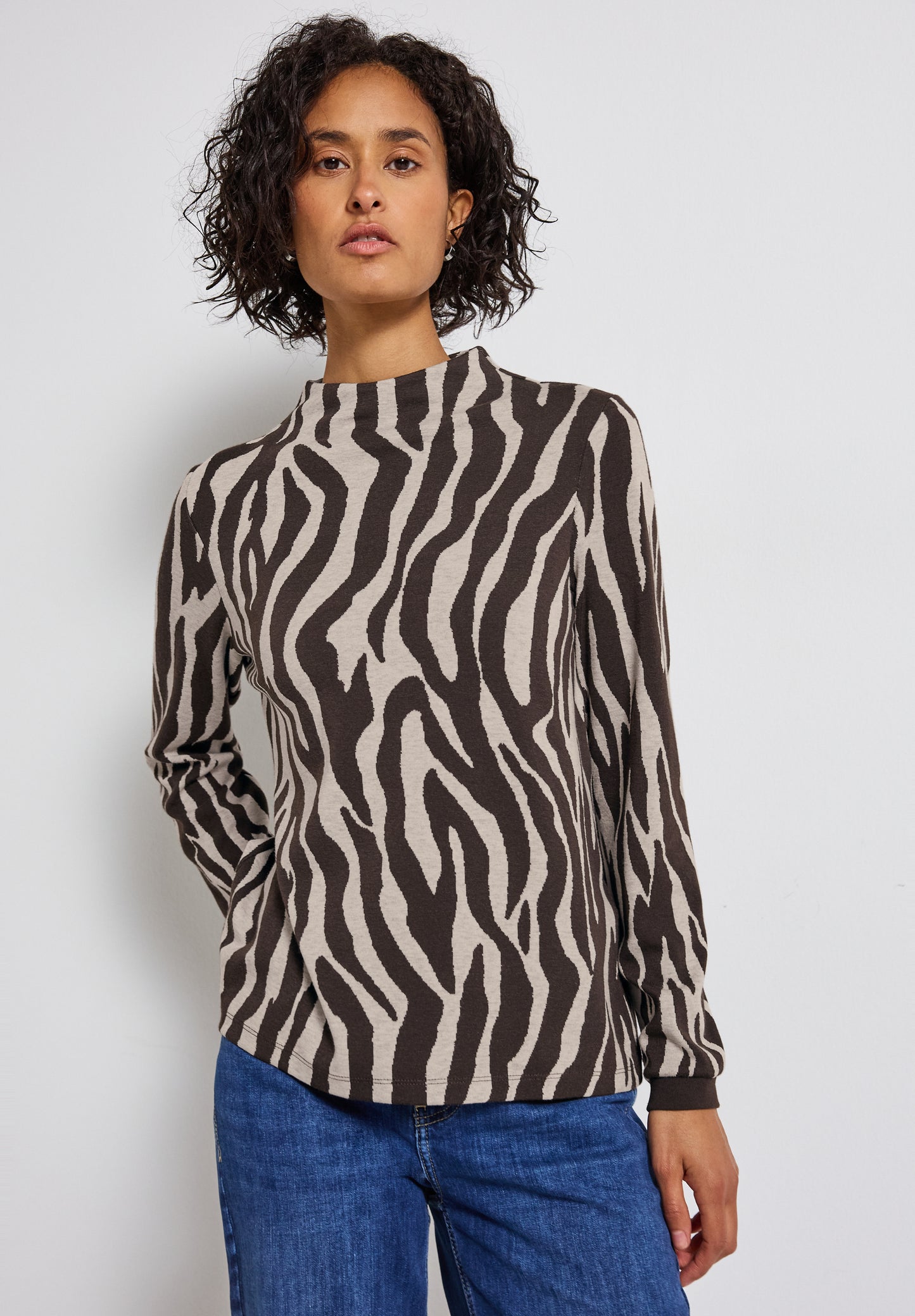 Street One Shirt mit Zebra Print - Farbe: deep roast brown