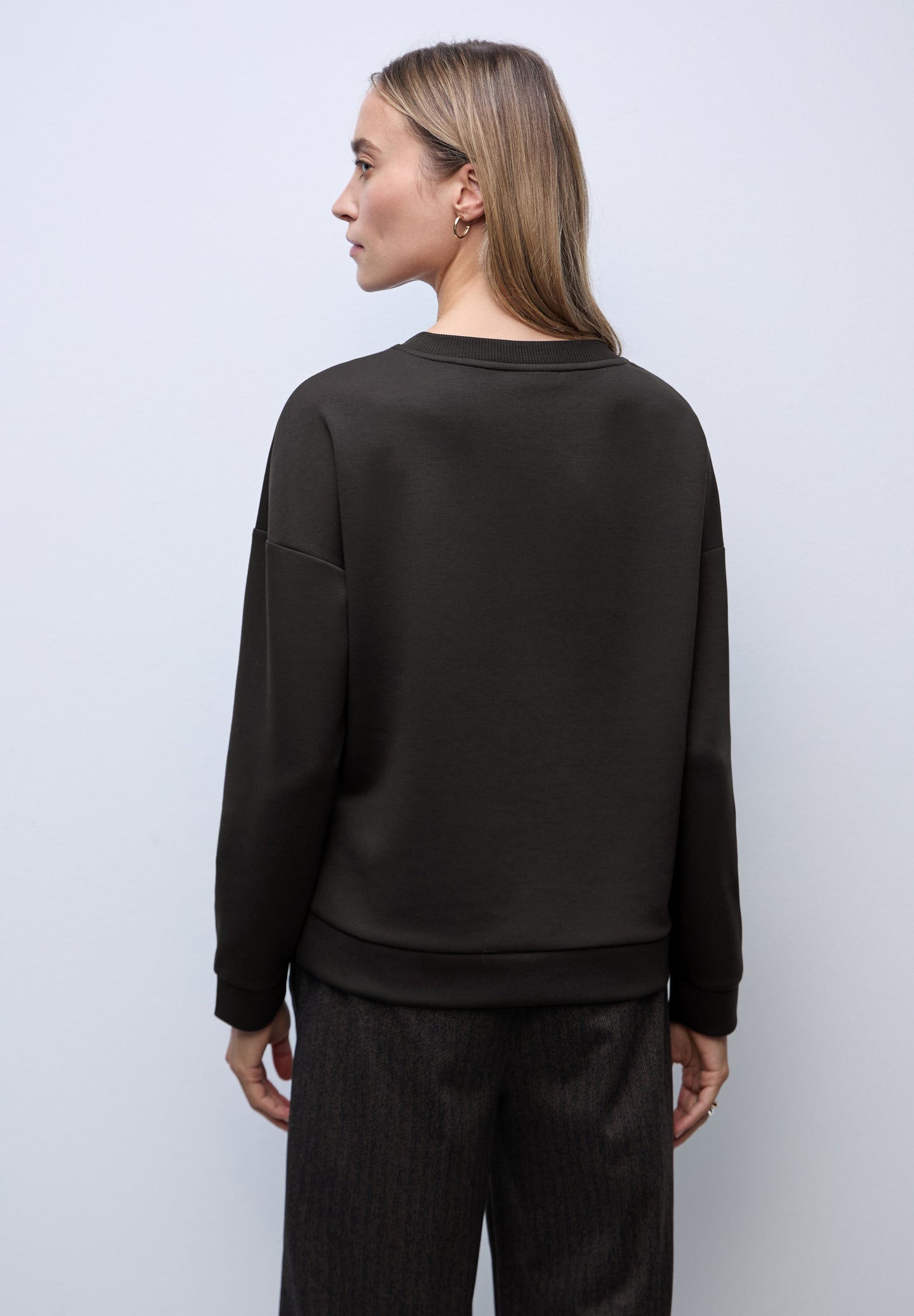 Street One Shirt mit Ripp-Detail - Farbe: darkest brown mel.