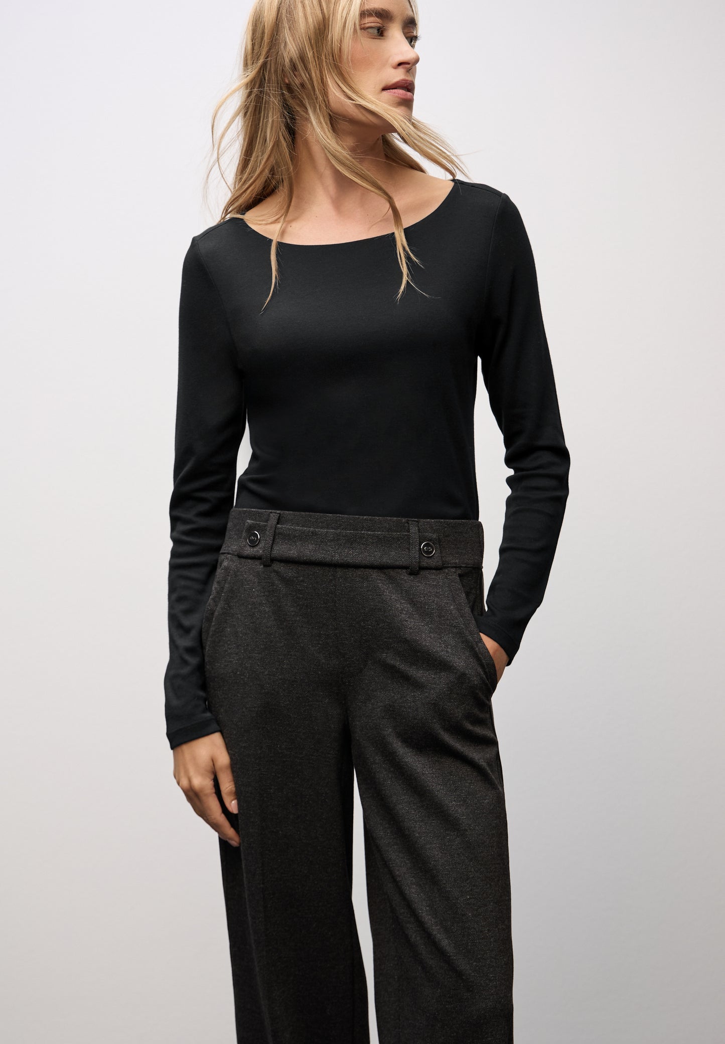 Street One Basic Langarmshirt - Farbe: Black