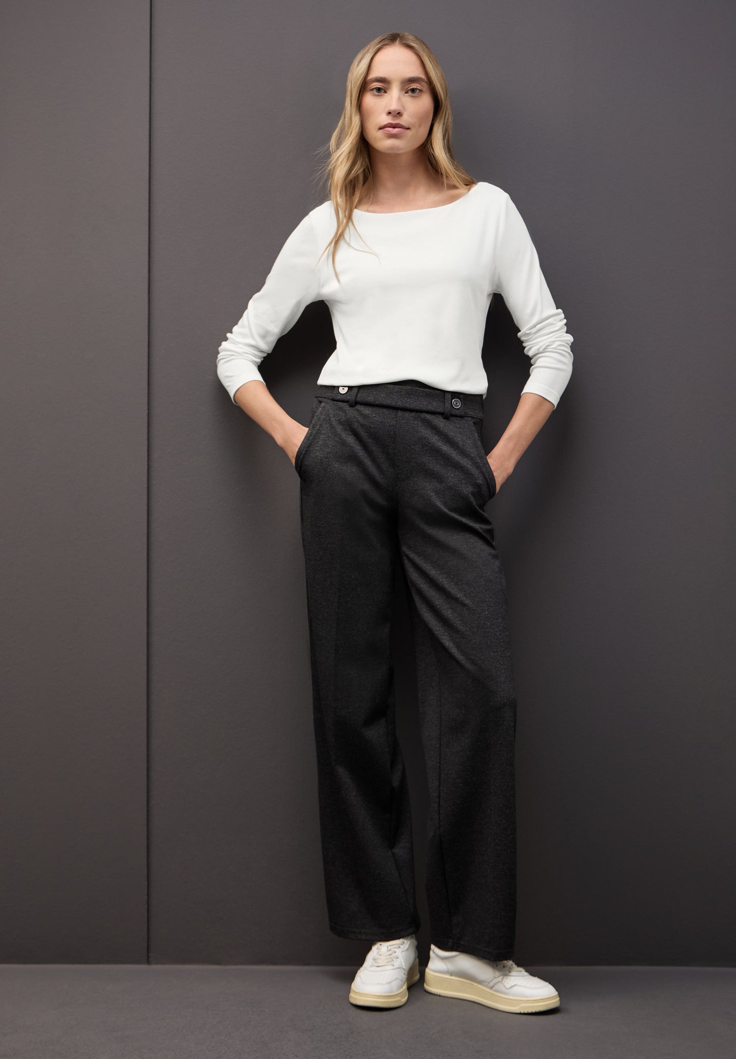 Street One Basic Langarmshirt - Farbe: off white