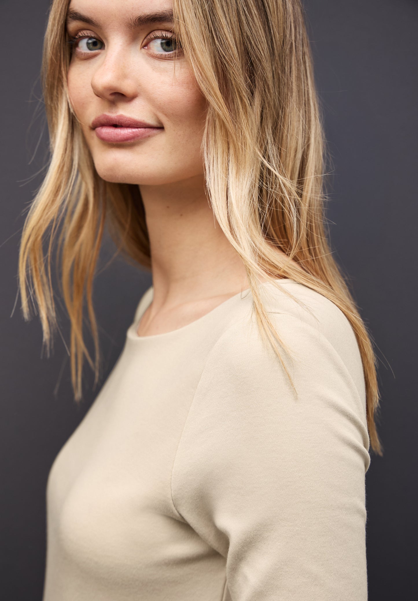 Street One Basic Langarmshirt - Farbe: cotton beige
