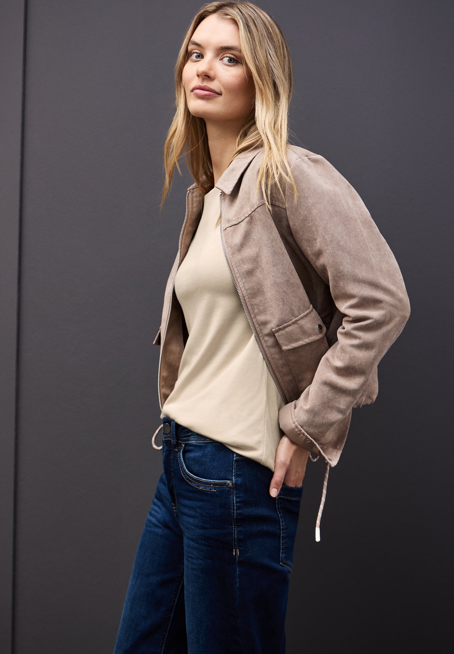 Street One Basic Langarmshirt - Farbe: cotton beige