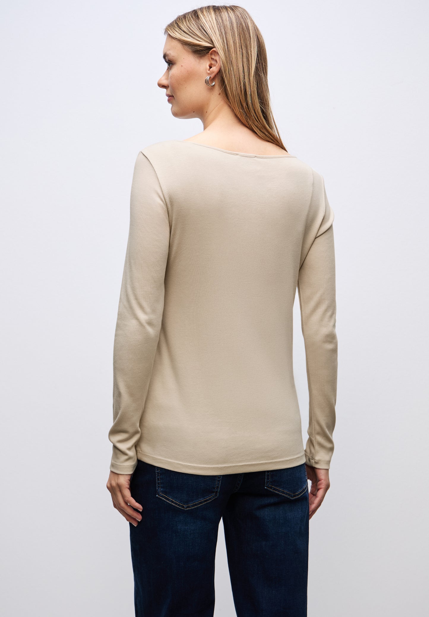 Street One Basic Langarmshirt - Farbe: cotton beige